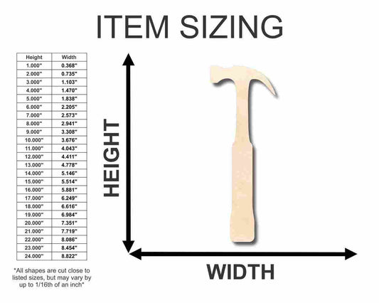 Unfinished Wood Hammer Shape - Tool - Craft - up to 46" DIY