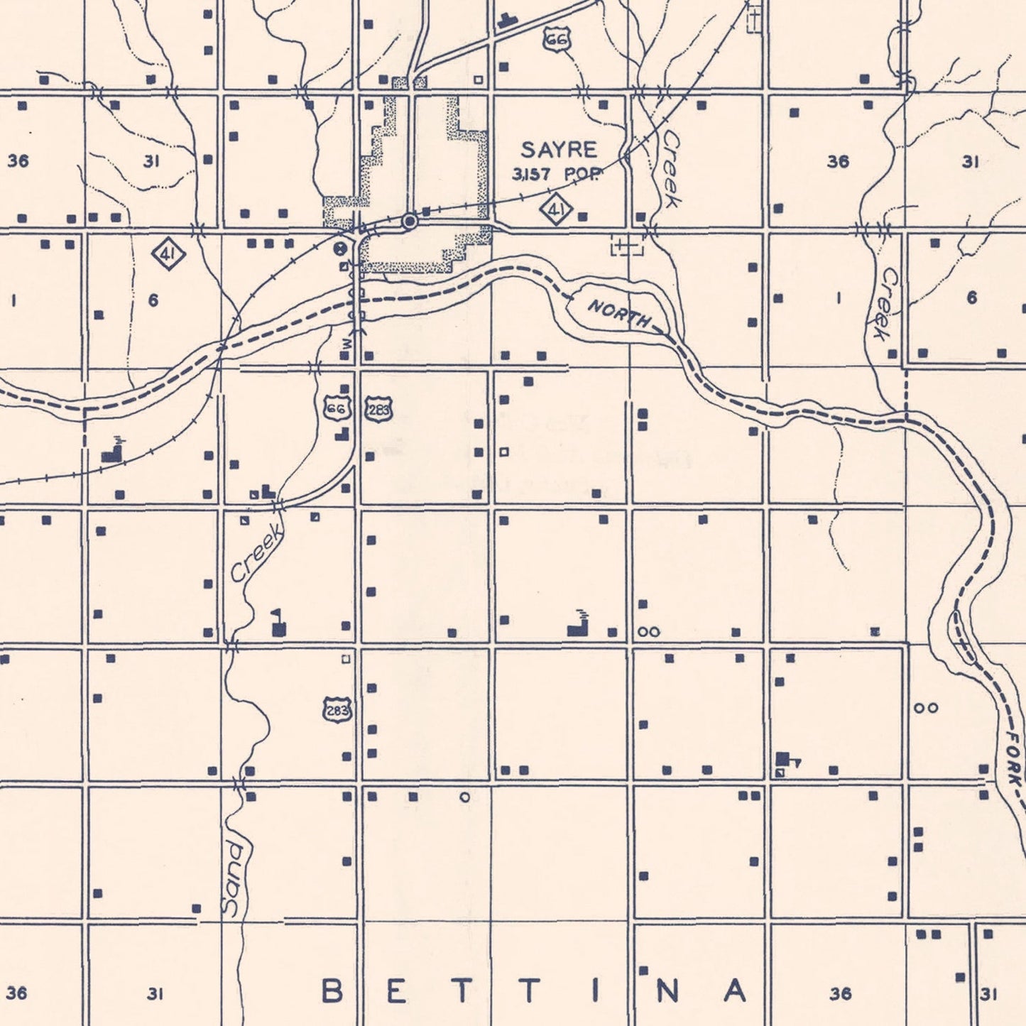 Vintage Map of Beckham County, Oklahoma 1936
