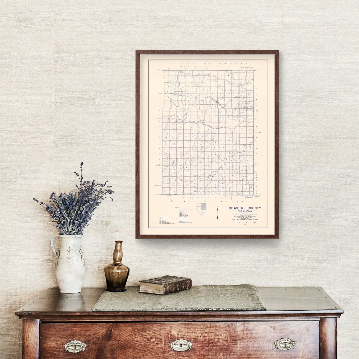 Vintage Map of Beaver County, Oklahoma 1936