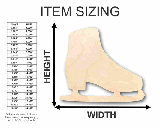 Unfinished Wood Ice Skate Shape - Winter - Craft - up to 46" DIY