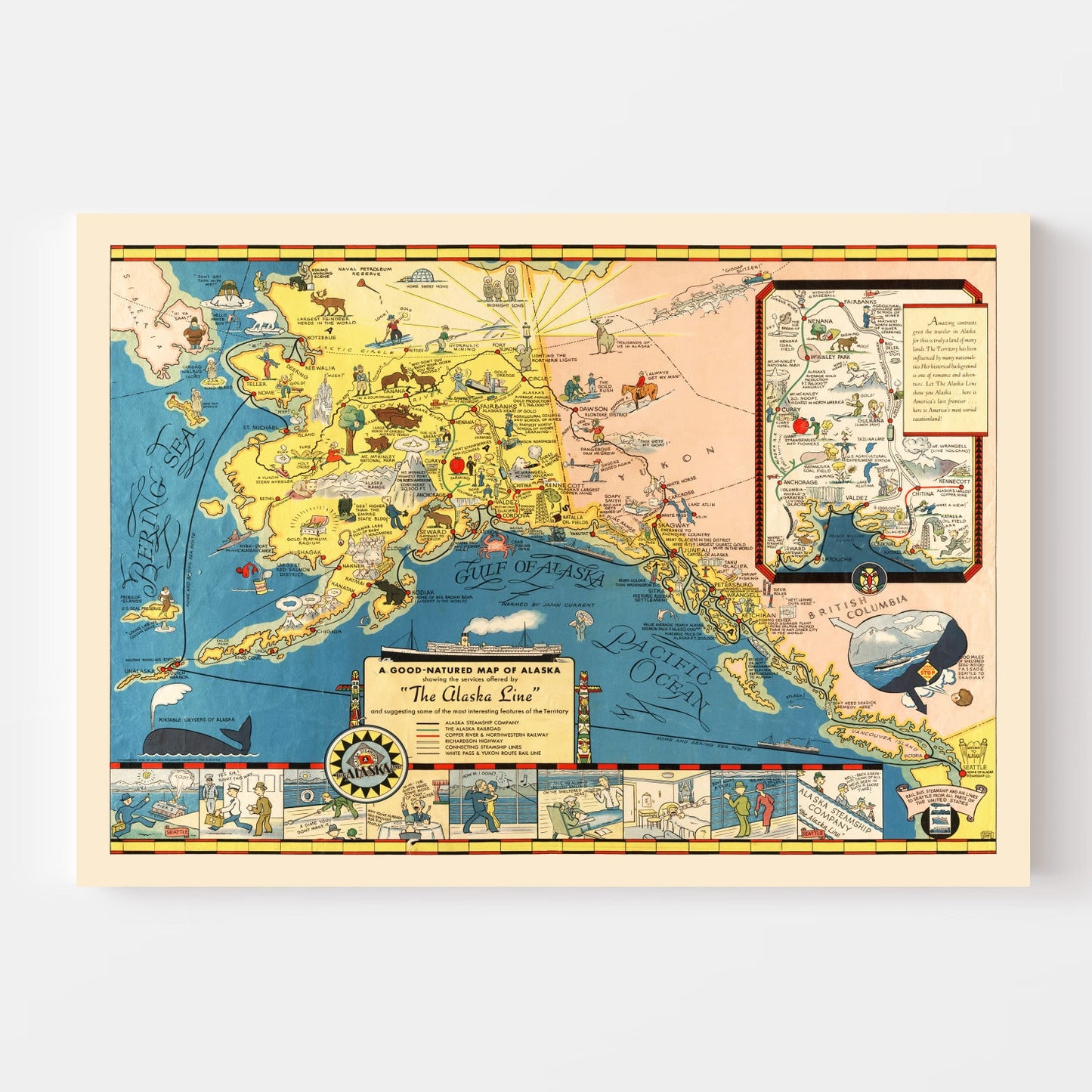 Vintage Map of Alaska 1934