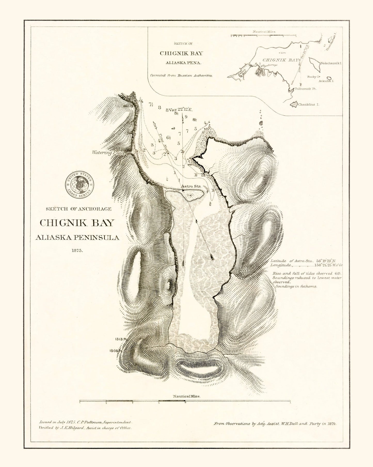 Vintage Map of Anchorage, Alaska 1875