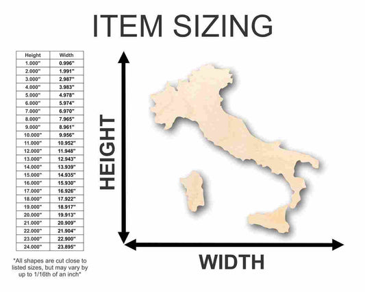 Unfinished Wood Italy Shape 3 Pieces - Country - Craft - up to 46" DIY