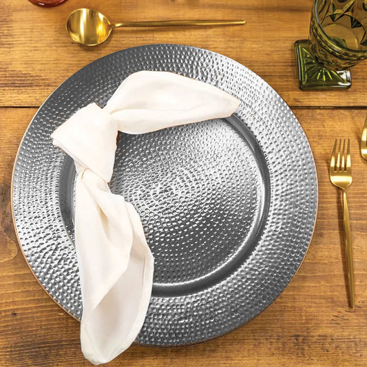 HAMMERED SILVER S/4 CHARGER PLATE