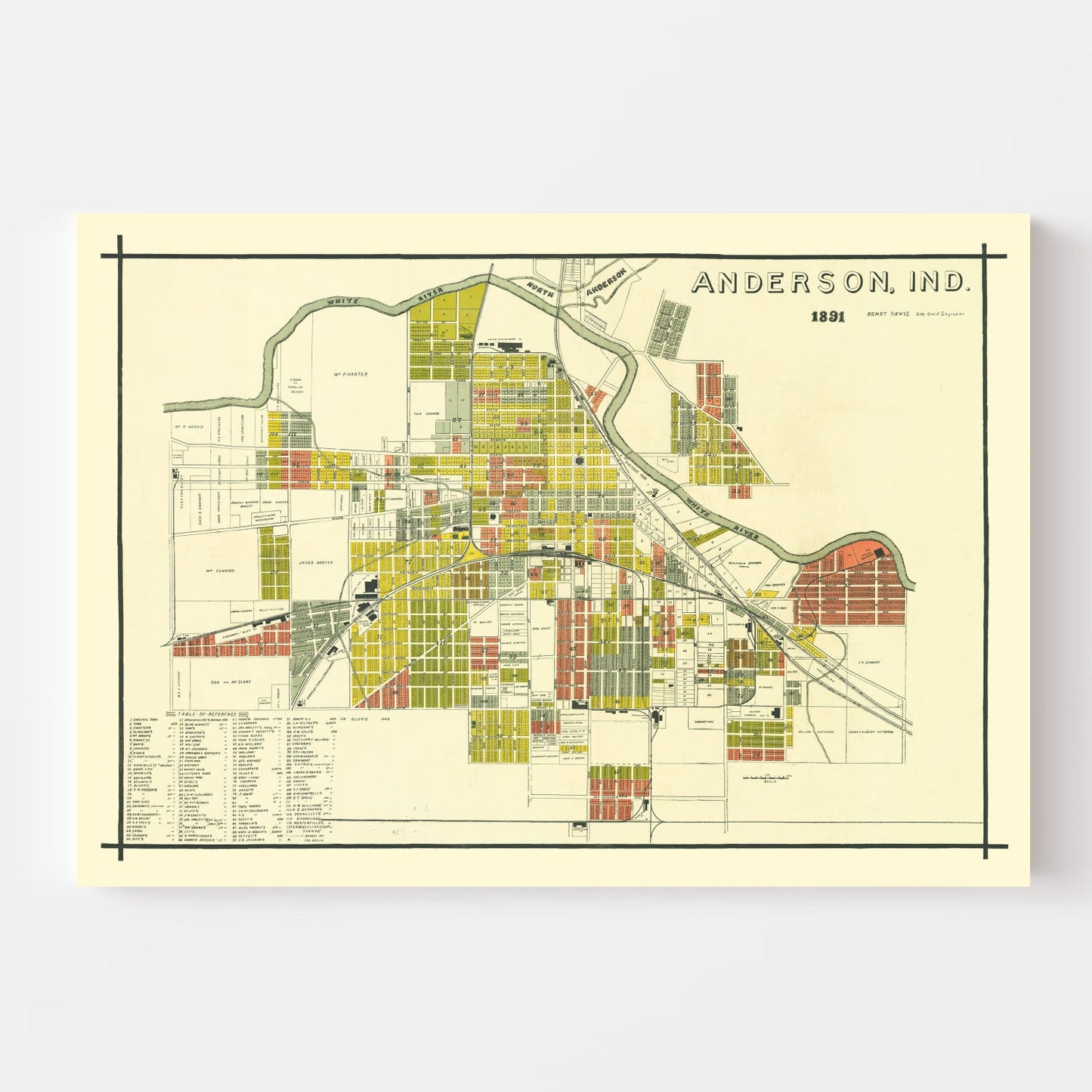 Vintage Map of Anderson, Indiana 1891