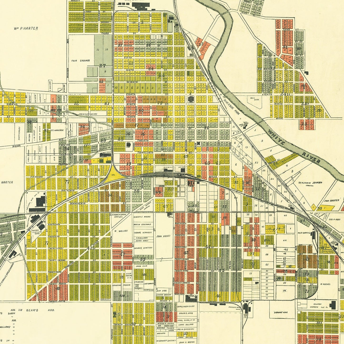 Vintage Map of Anderson, Indiana 1891