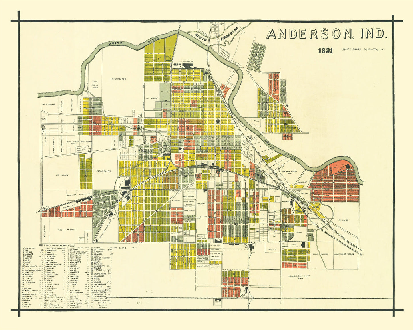 Vintage Map of Anderson, Indiana 1891
