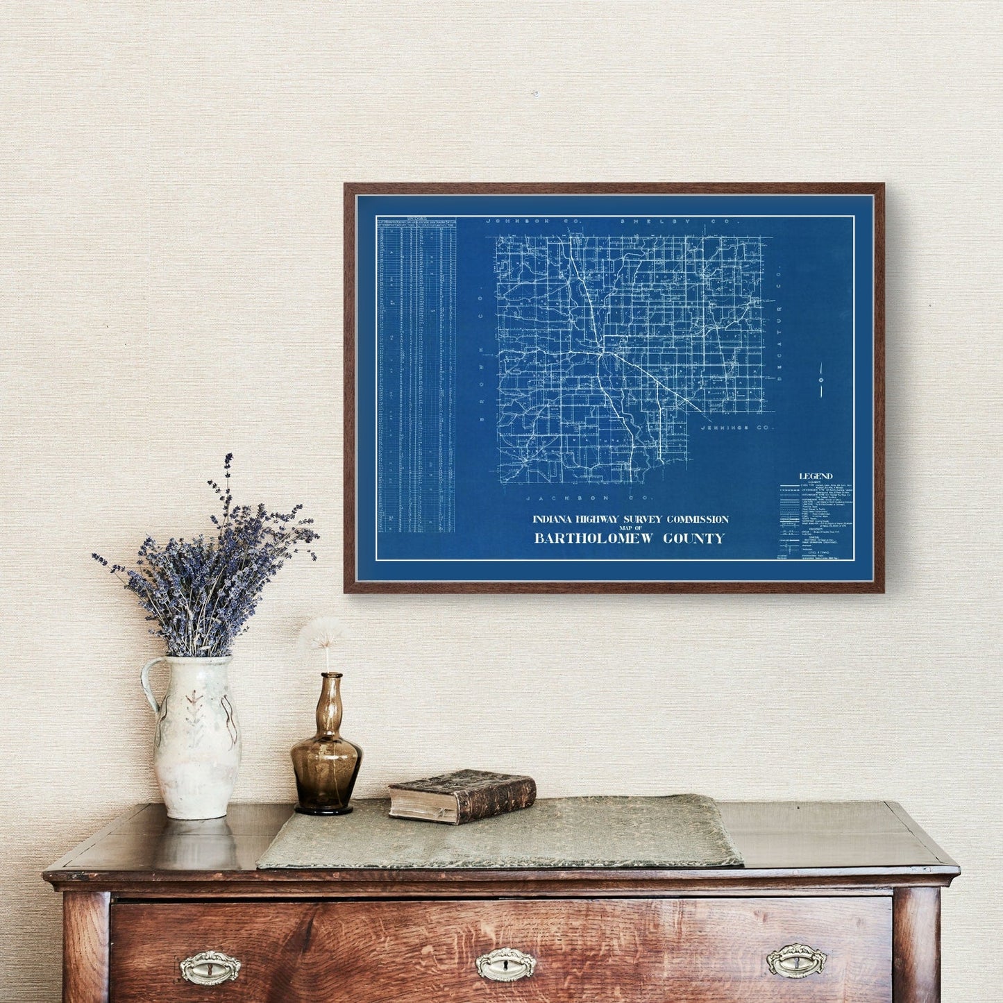 Vintage Map of Bartholomew County, Indiana 1936