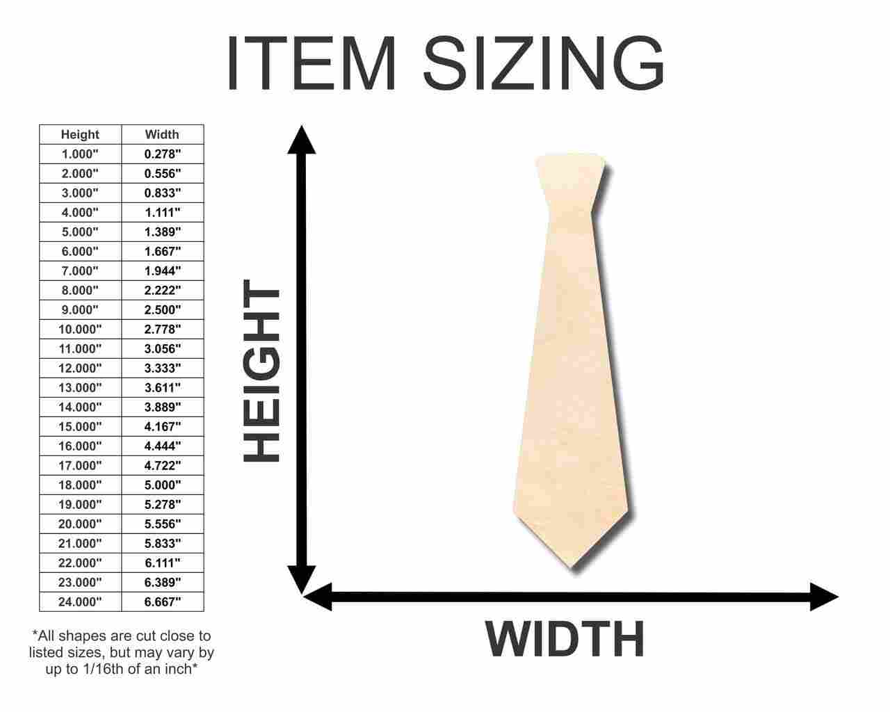 Unfinished Wood Neck Tie Shape - Craft - up to 46" DIY
