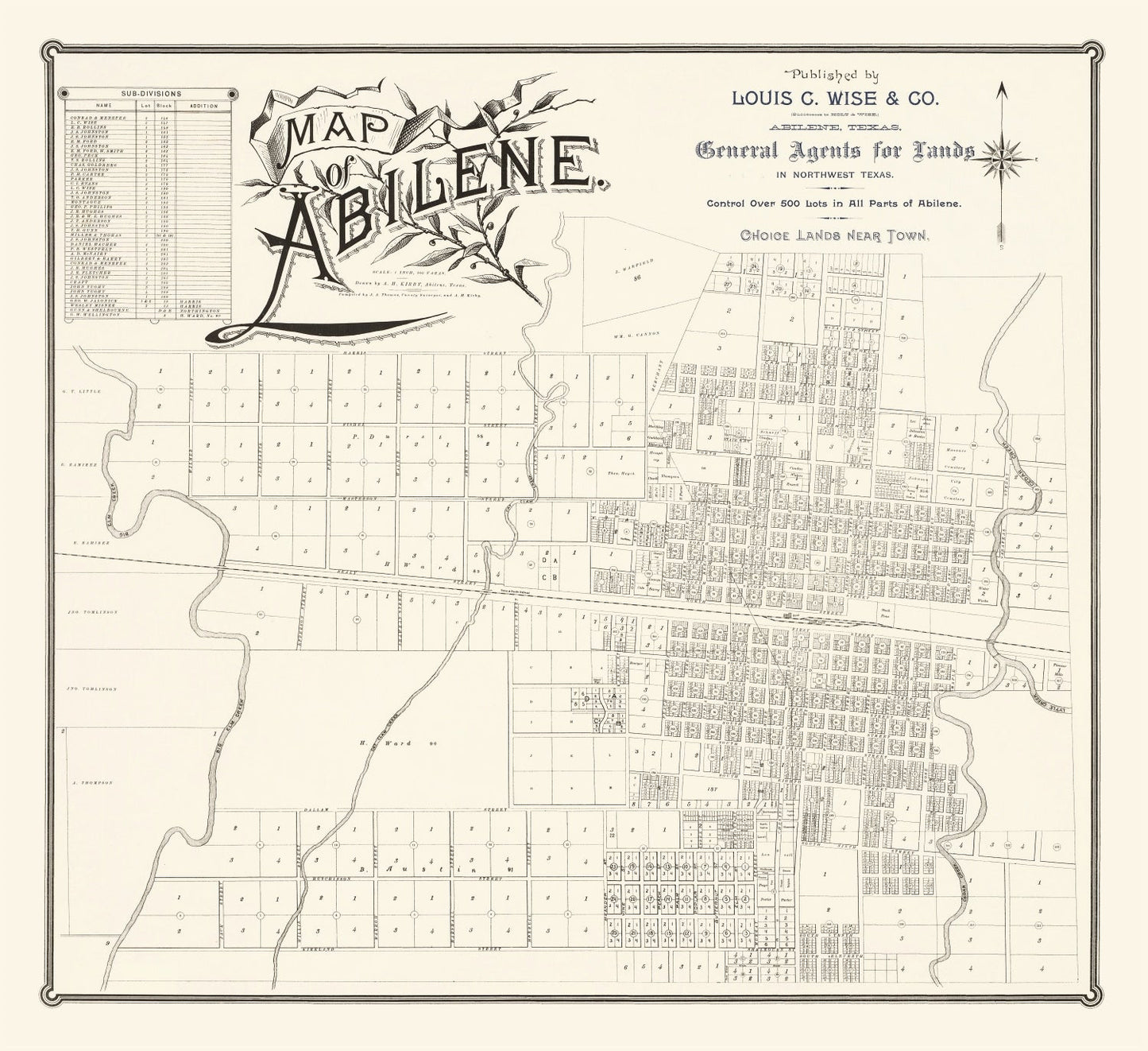 Vintage Map of Abilene, Texas 1885