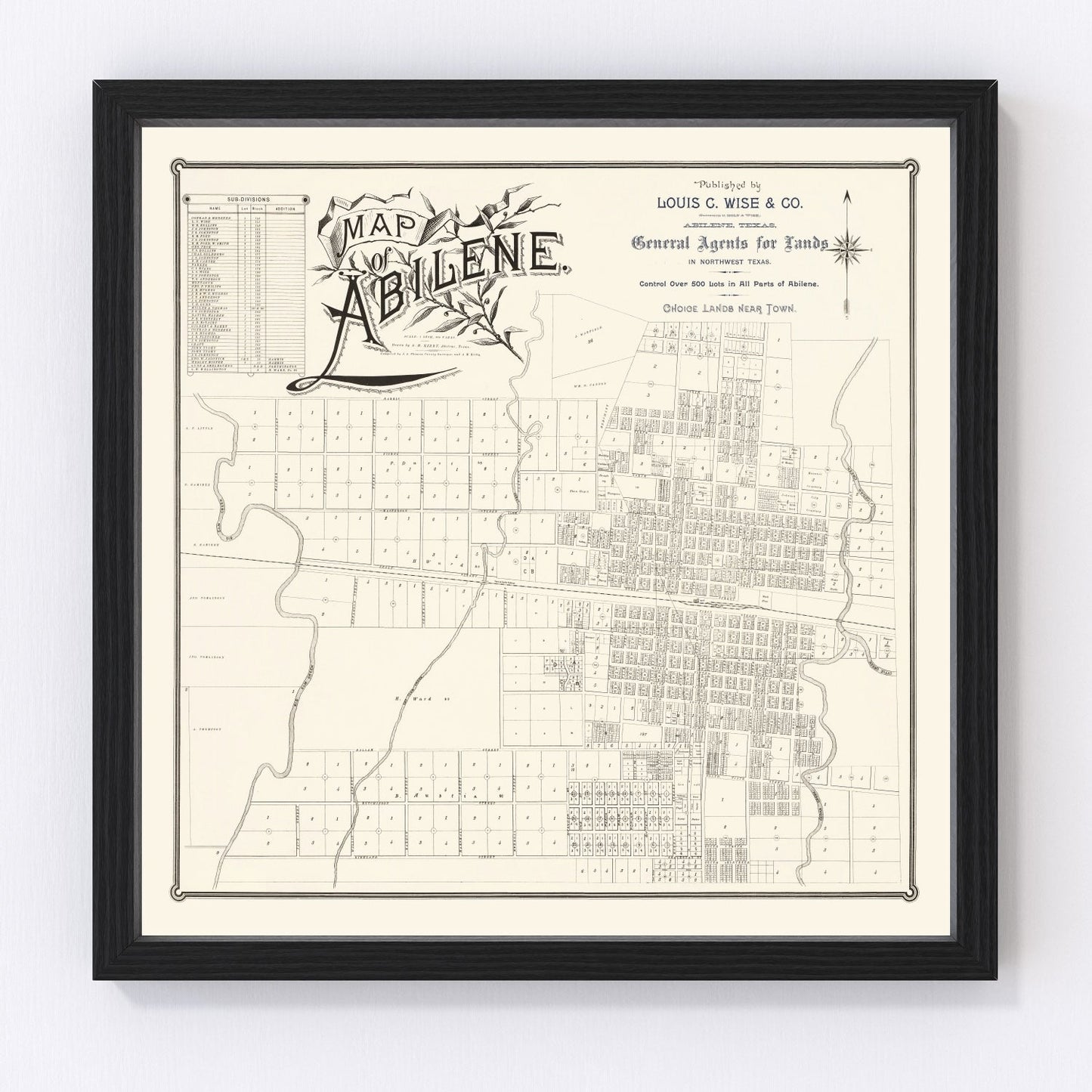 Vintage Map of Abilene, Texas 1885