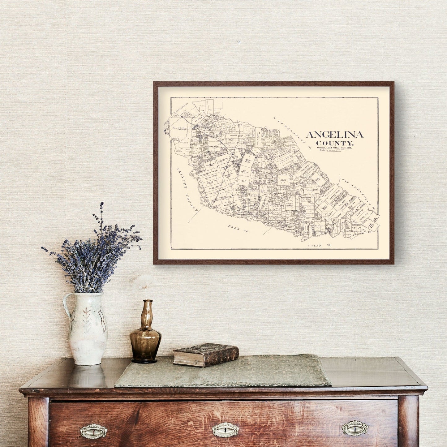Vintage Map of Angelina County, Texas 1899