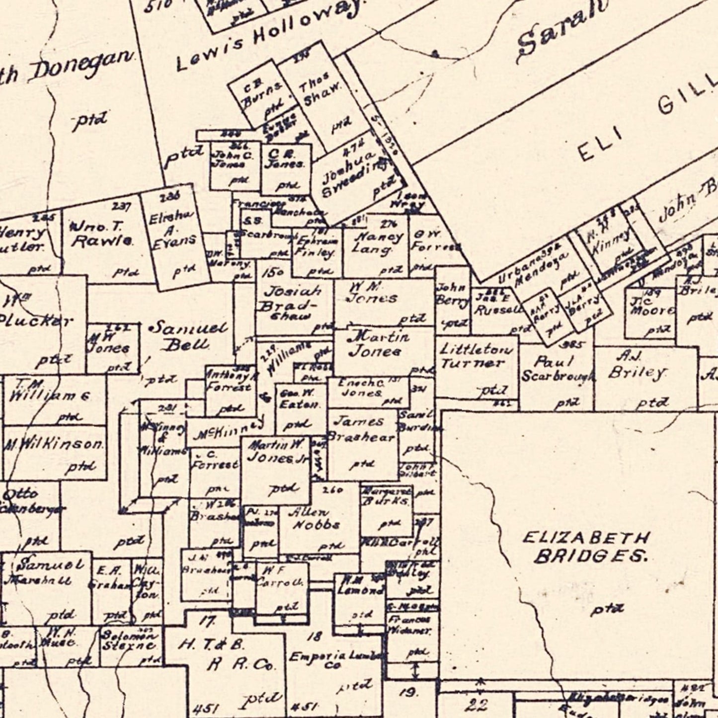 Vintage Map of Angelina County, Texas 1899