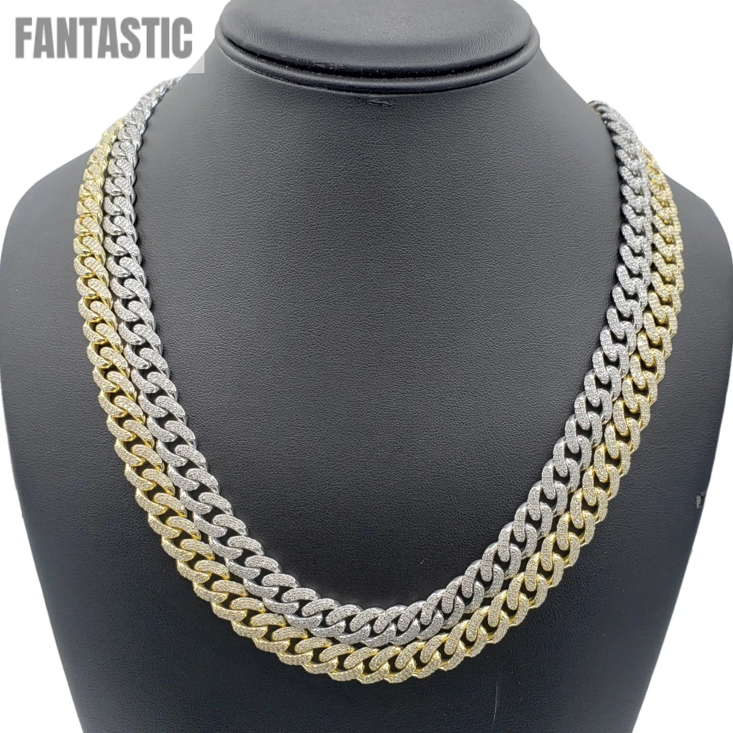 10K Gold- Iced Out Diamond Miami Cuban Chains (10mm)