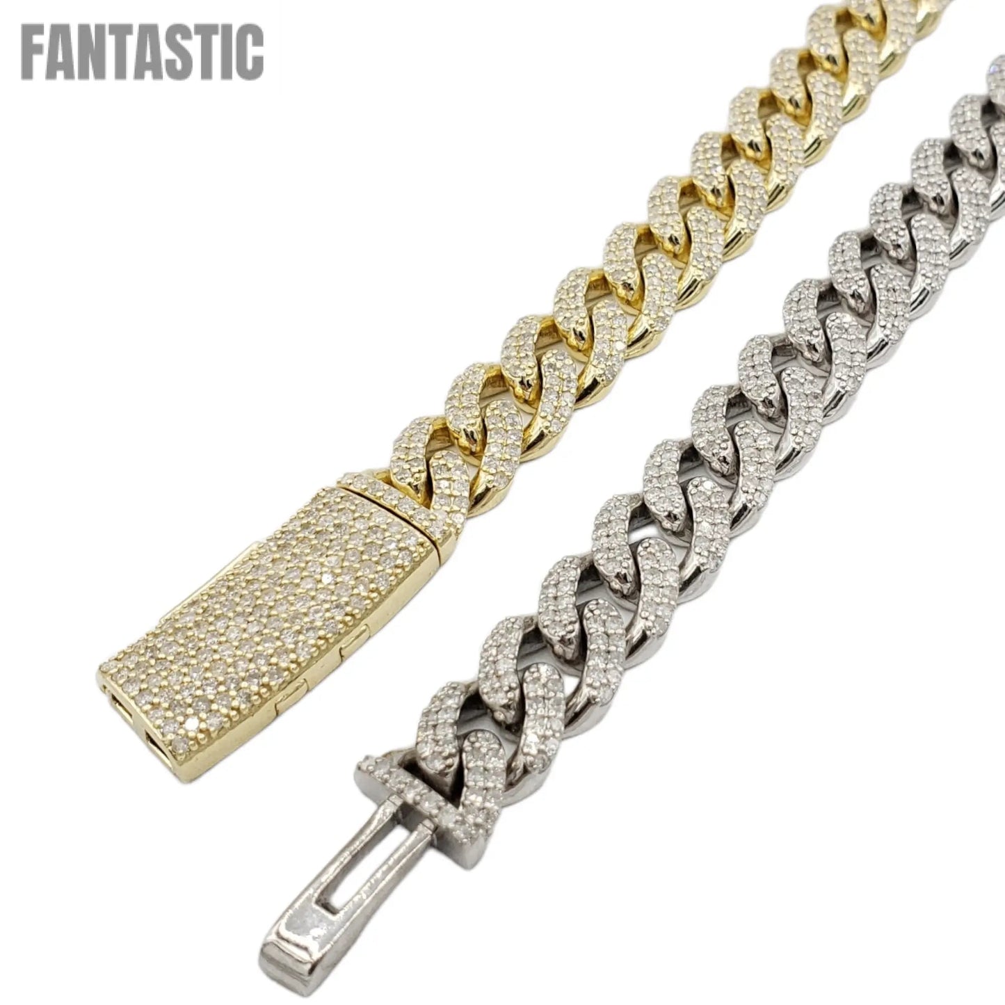 10K Gold- Iced Out Diamond Miami Cuban Chains (10mm)