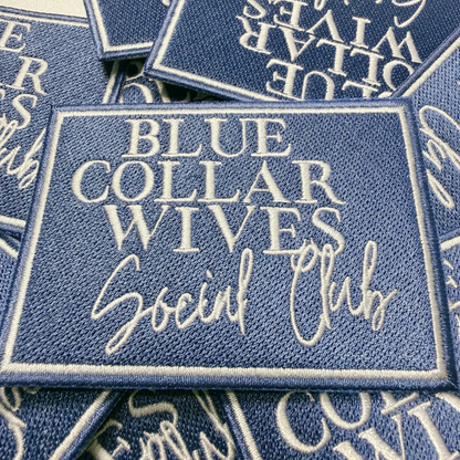 Blue Collar Wives Social Club (3.5" x 2.5") - Embroidered Hat Patch