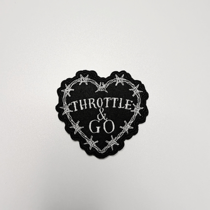 2.5" Throttle & GO Heart w barbed wire - Embroidered Hat Patch