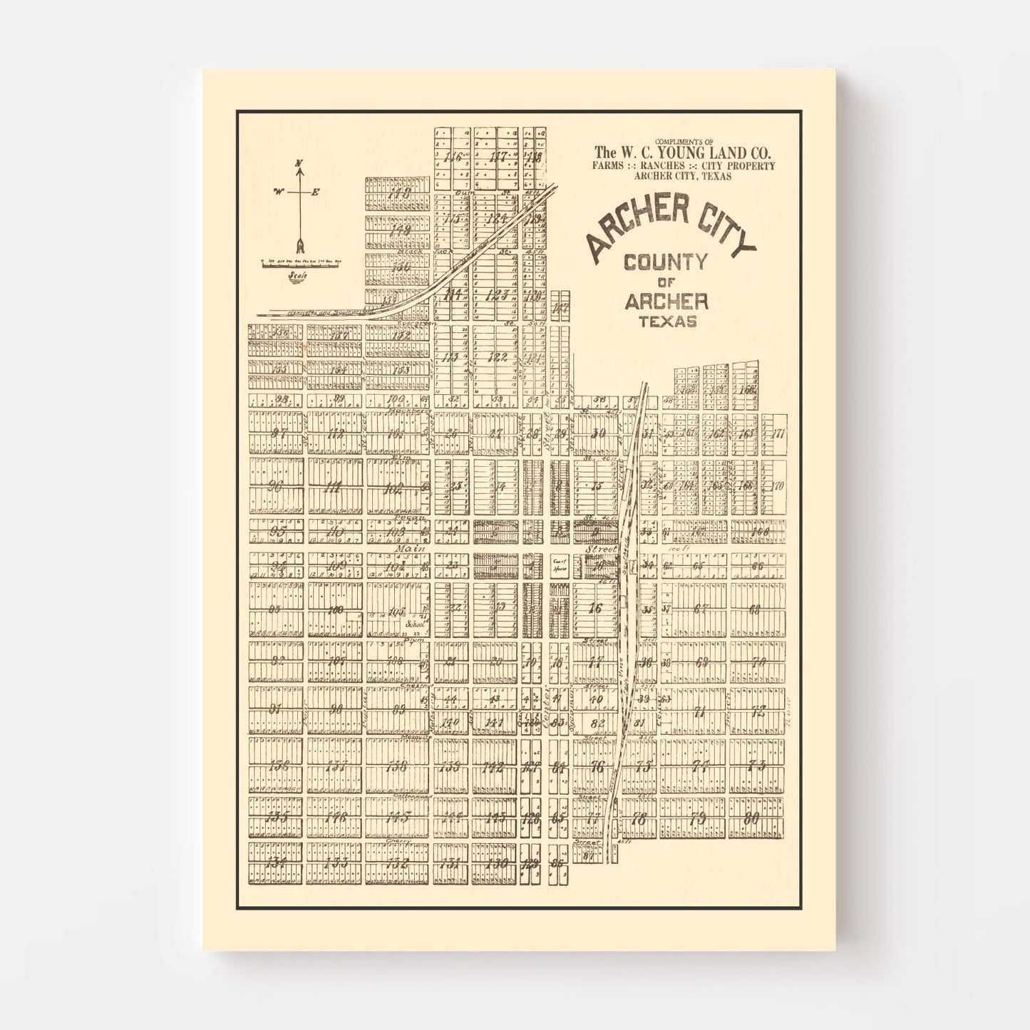 Vintage Map of Archer, Texas 1921