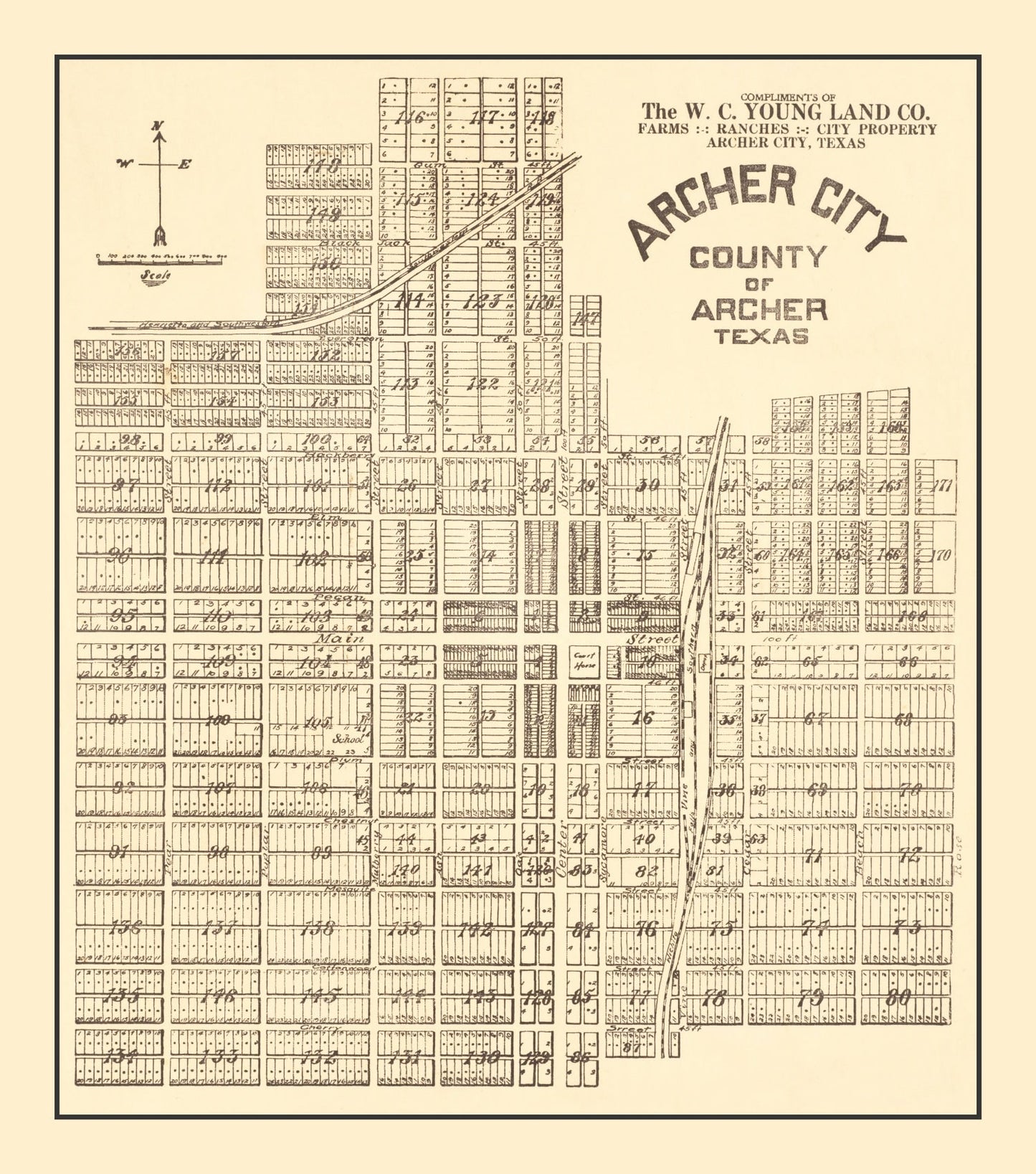 Vintage Map of Archer, Texas 1921