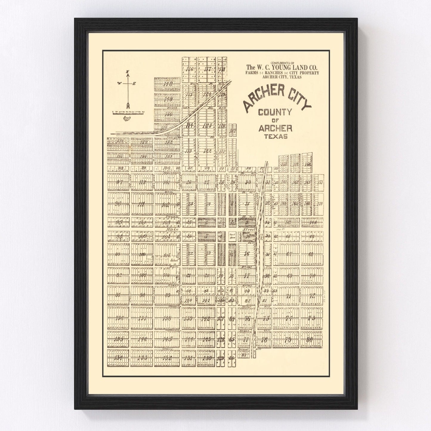 Vintage Map of Archer, Texas 1921