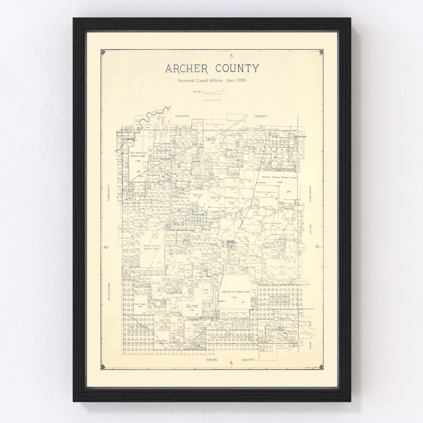 Vintage Map of Archer County, Texas 1926