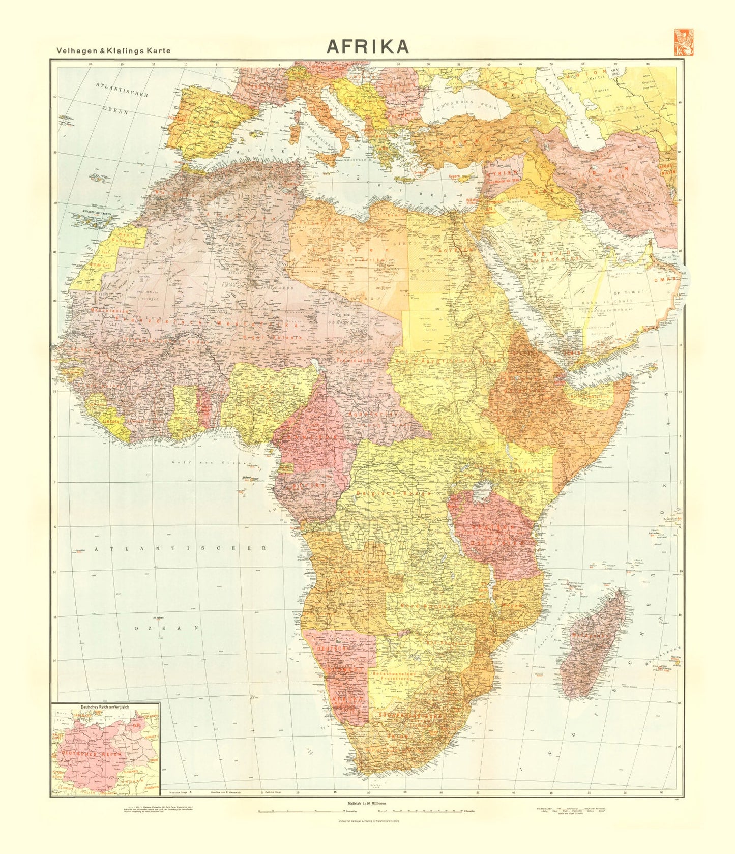 Vintage World War II Map of Colonialism in Africa 1940