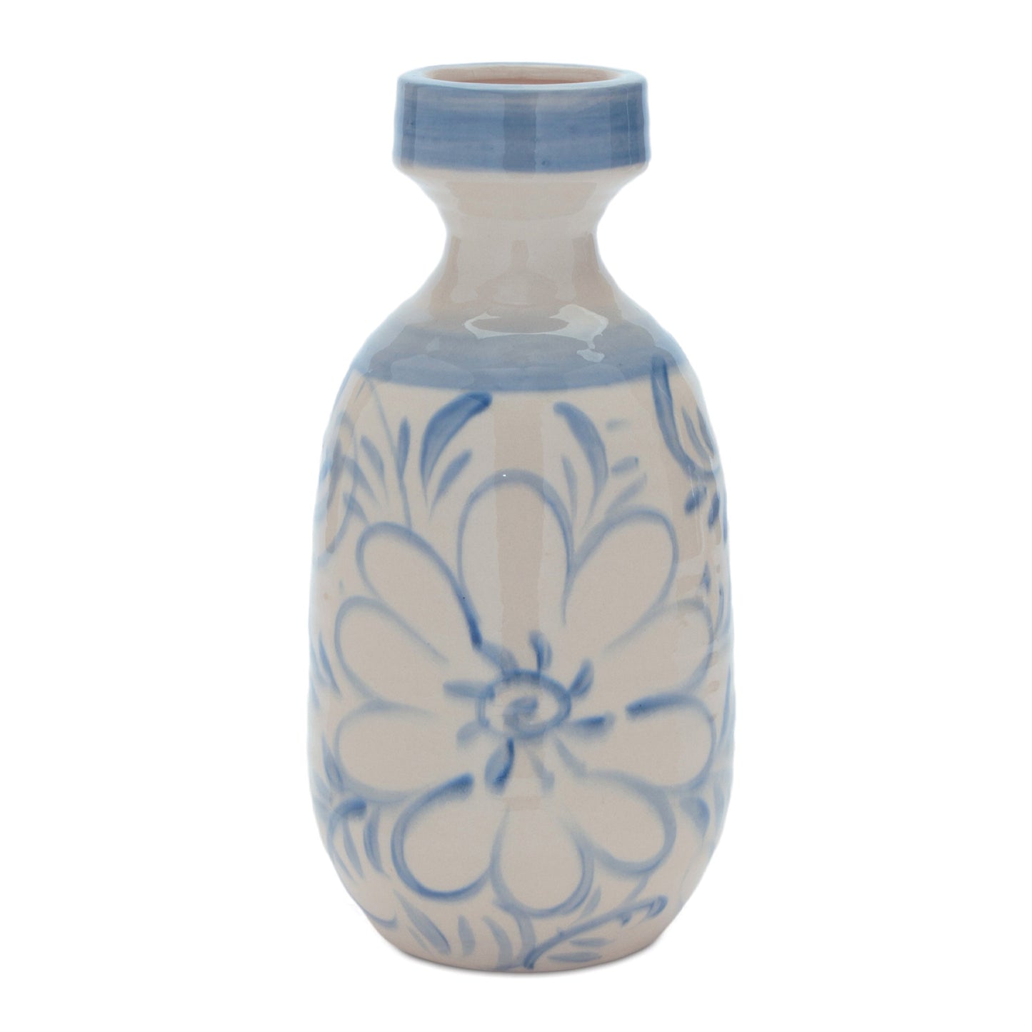 Floral Stoneware Vase 11"H