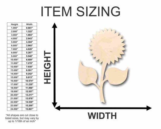 Unfinished Wood Sunflower Shape - Garden - Flower - Craft - up to 46" DIY