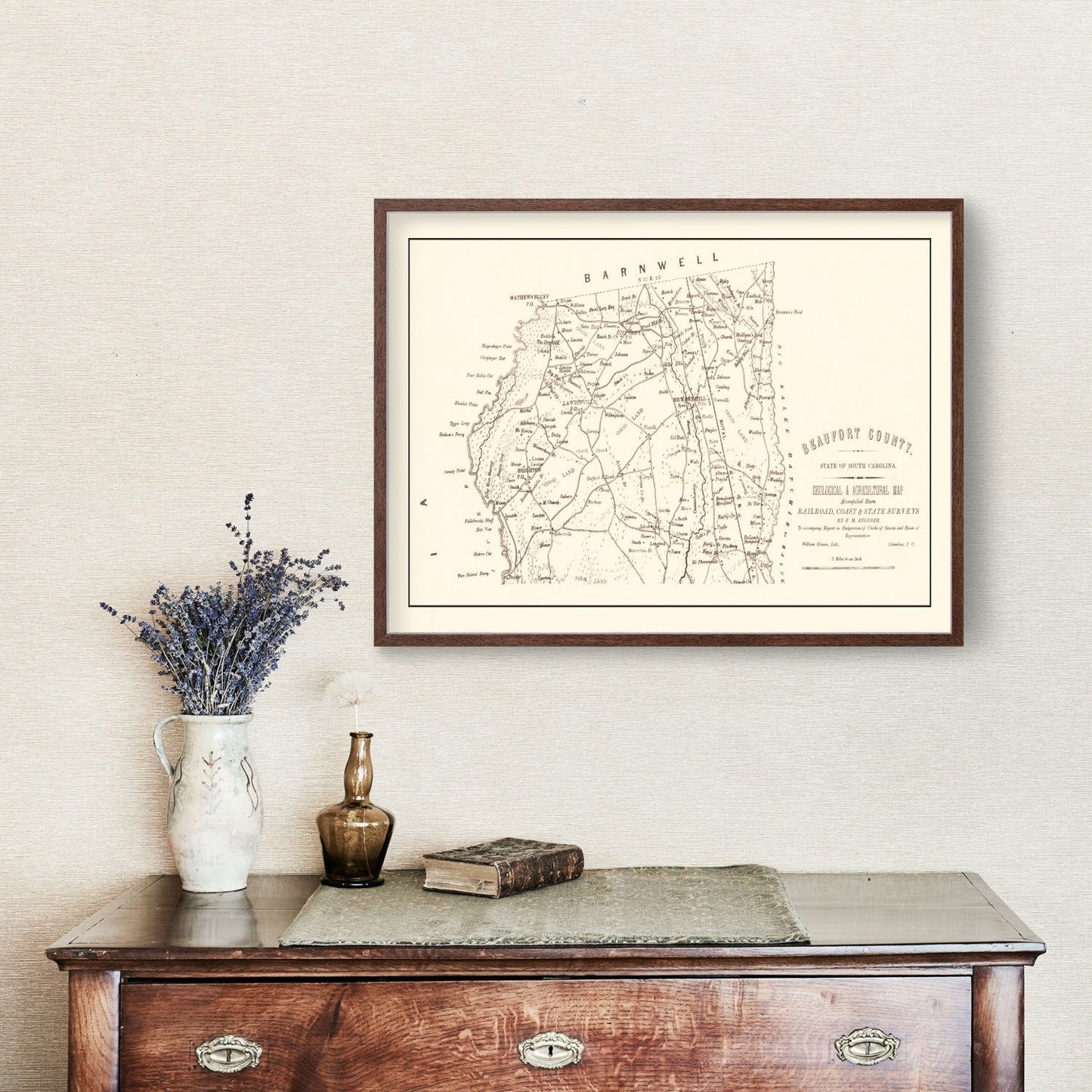 Vintage Map of Beaufort County, South Carolina 1880