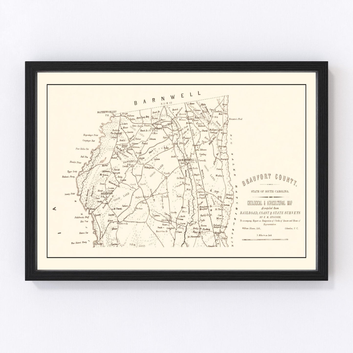 Vintage Map of Beaufort County, South Carolina 1880