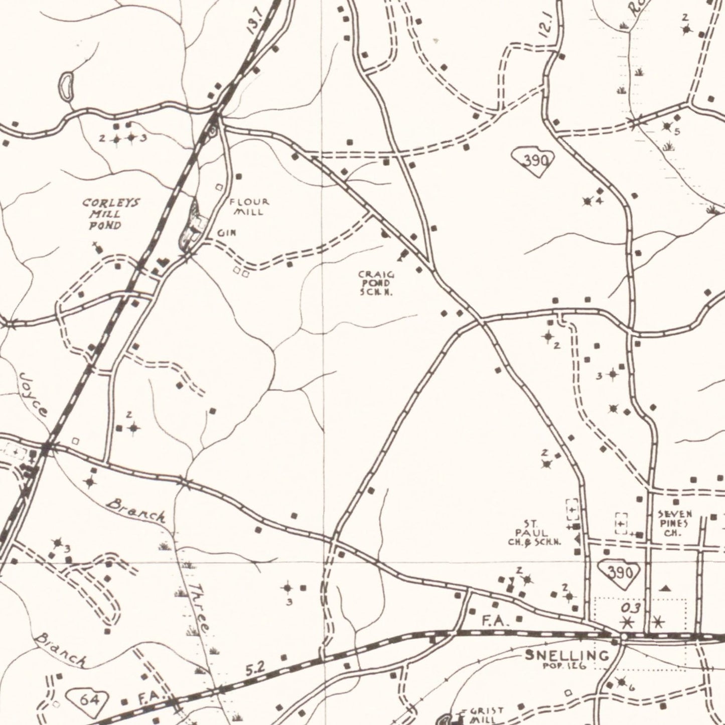 Vintage Map of Barnwell County, South Carolina 1939