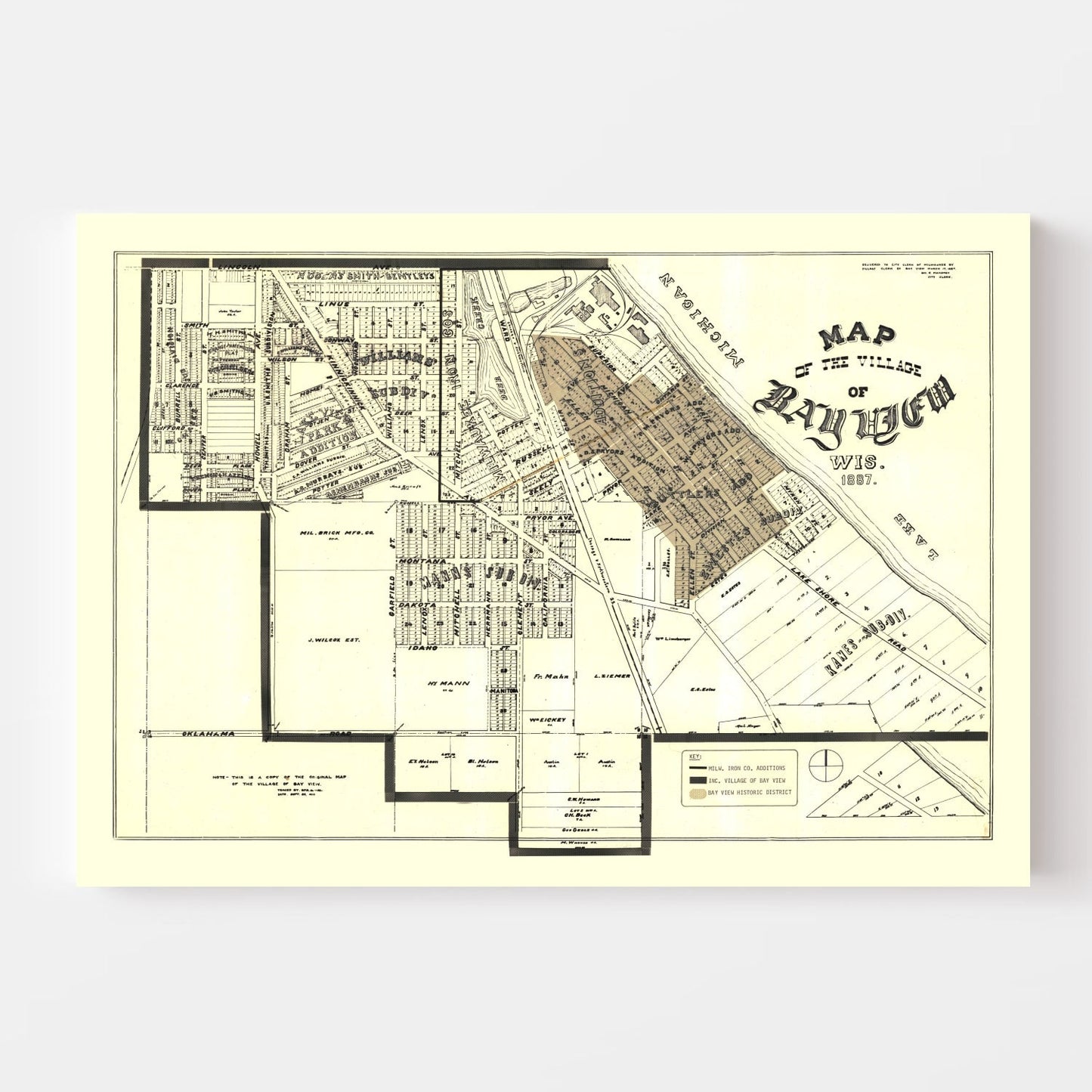 Vintage Map of Bay View, Wisconsin 1919