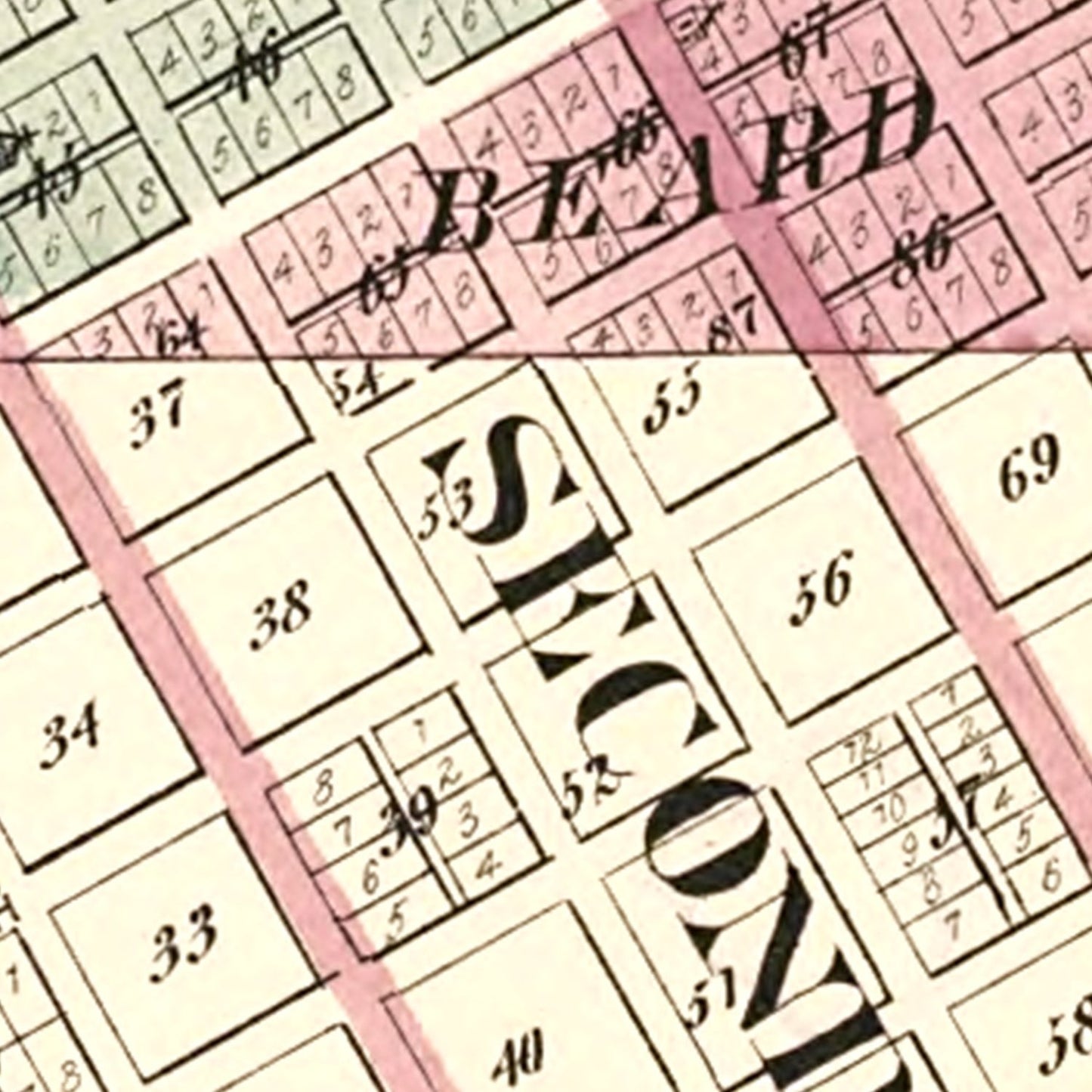 Vintage Map of Beardstown, Illinois 1874