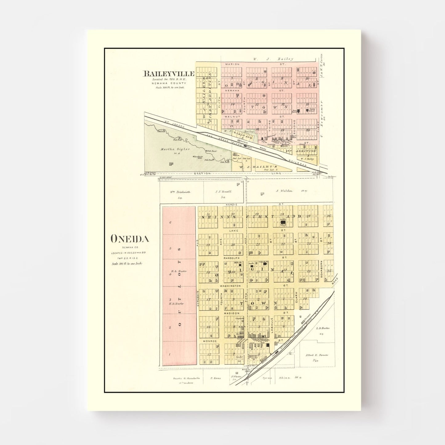 Vintage Map of Baileyville, Kansas 1887