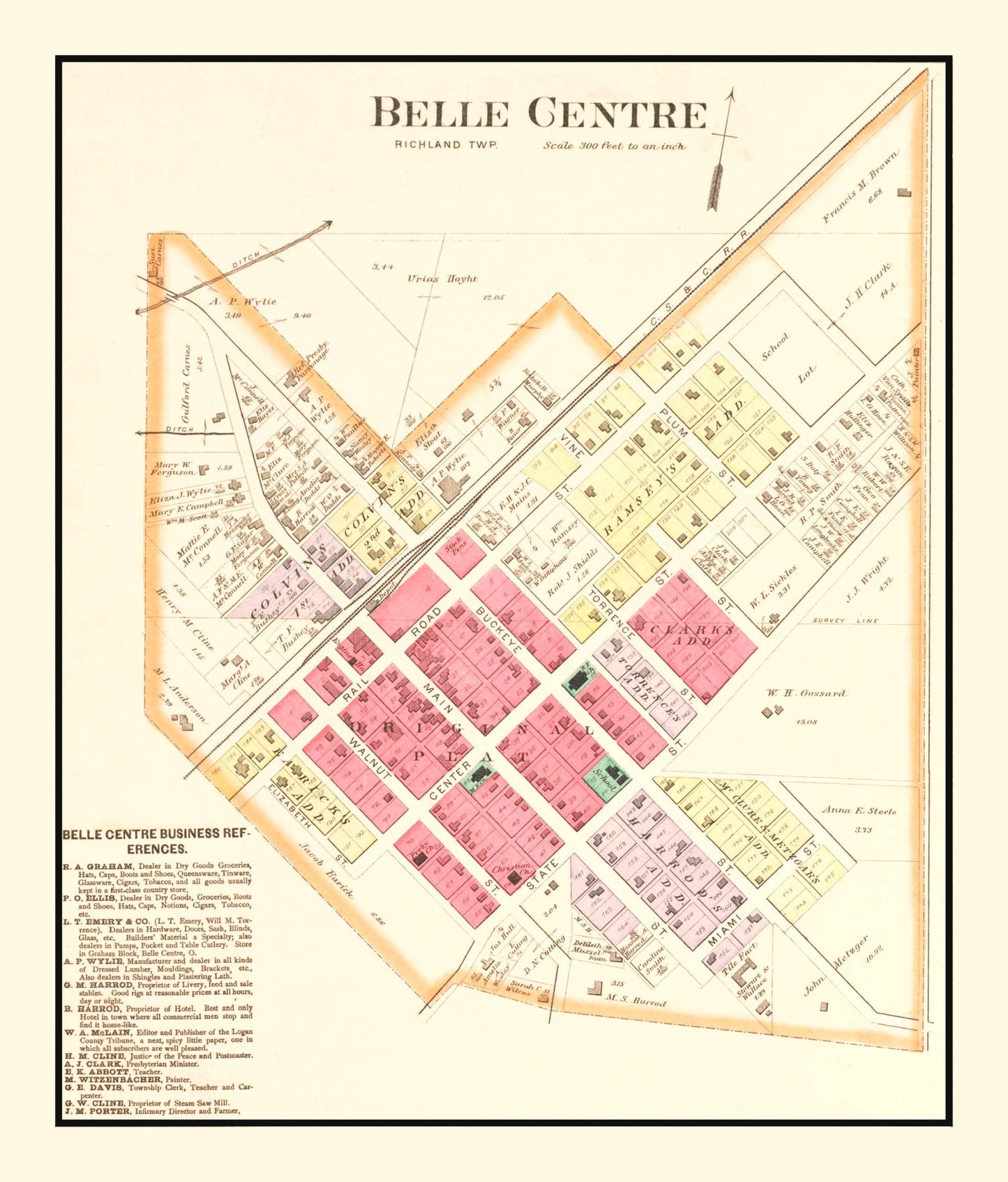 Vintage Map of Belle Centre, Ohio 1890