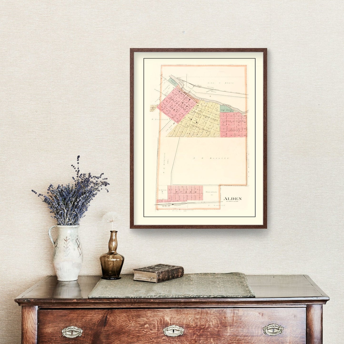 Vintage Map of Alden, Iowa 1892