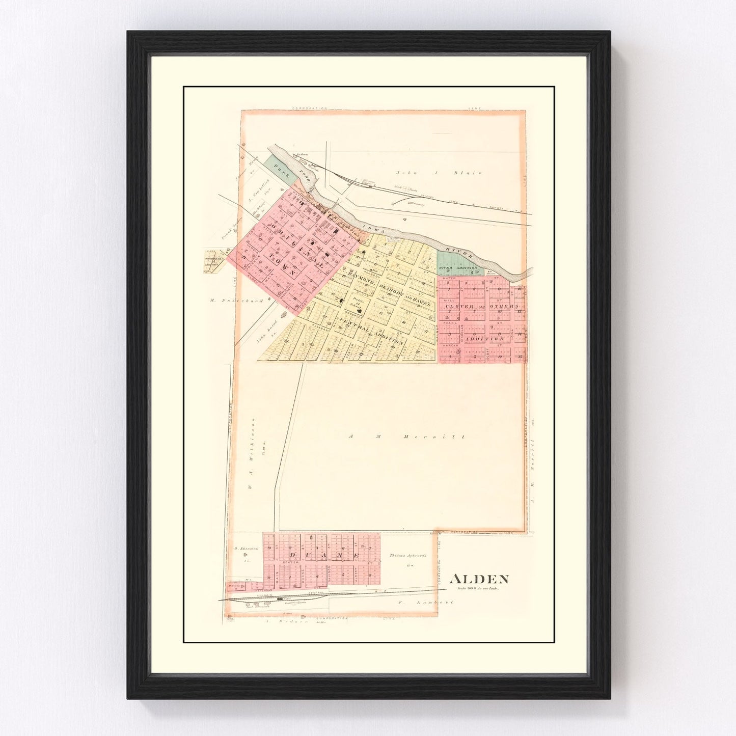 Vintage Map of Alden, Iowa 1892