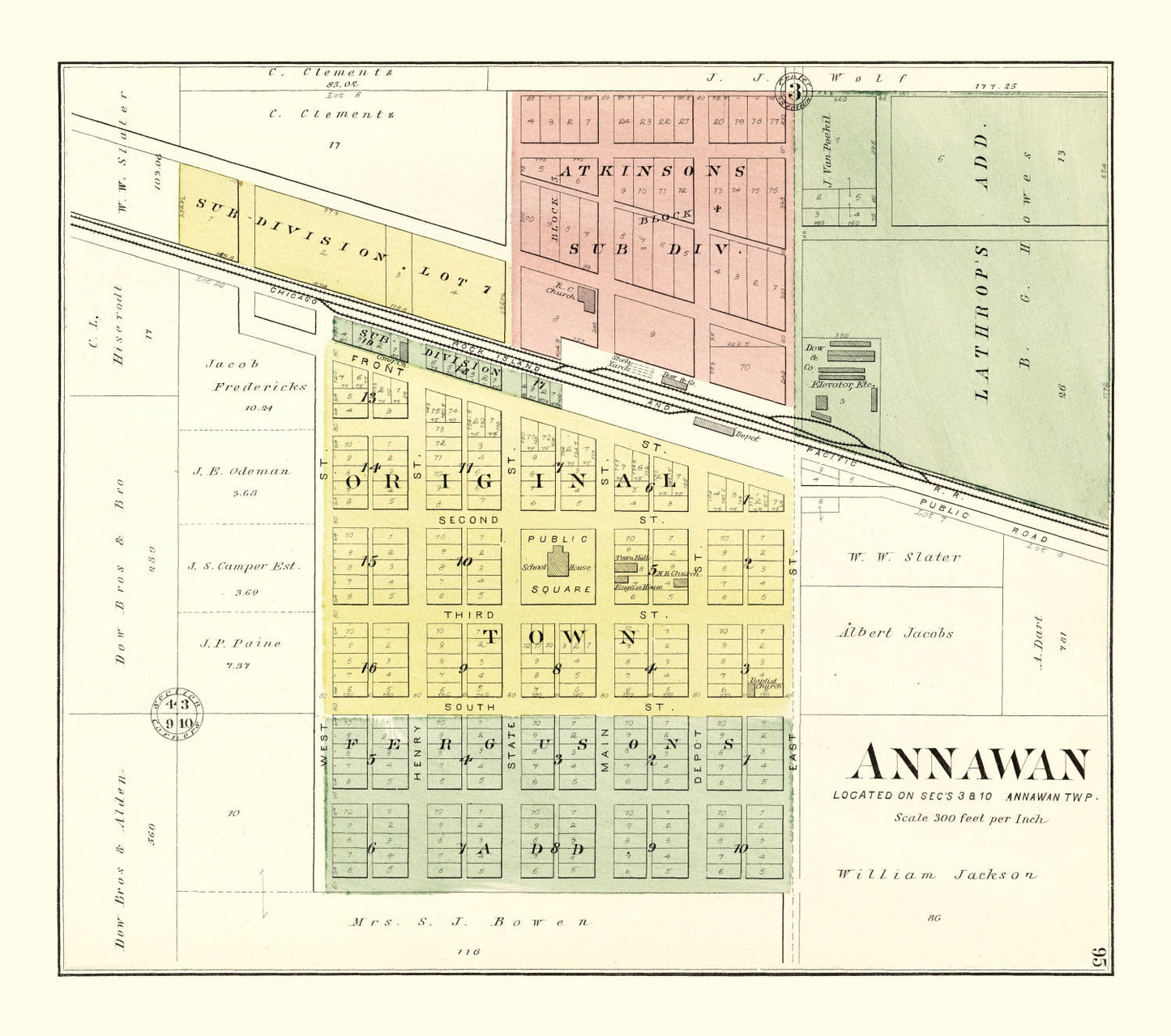 Vintage Map of Annawan, Illinois 1893