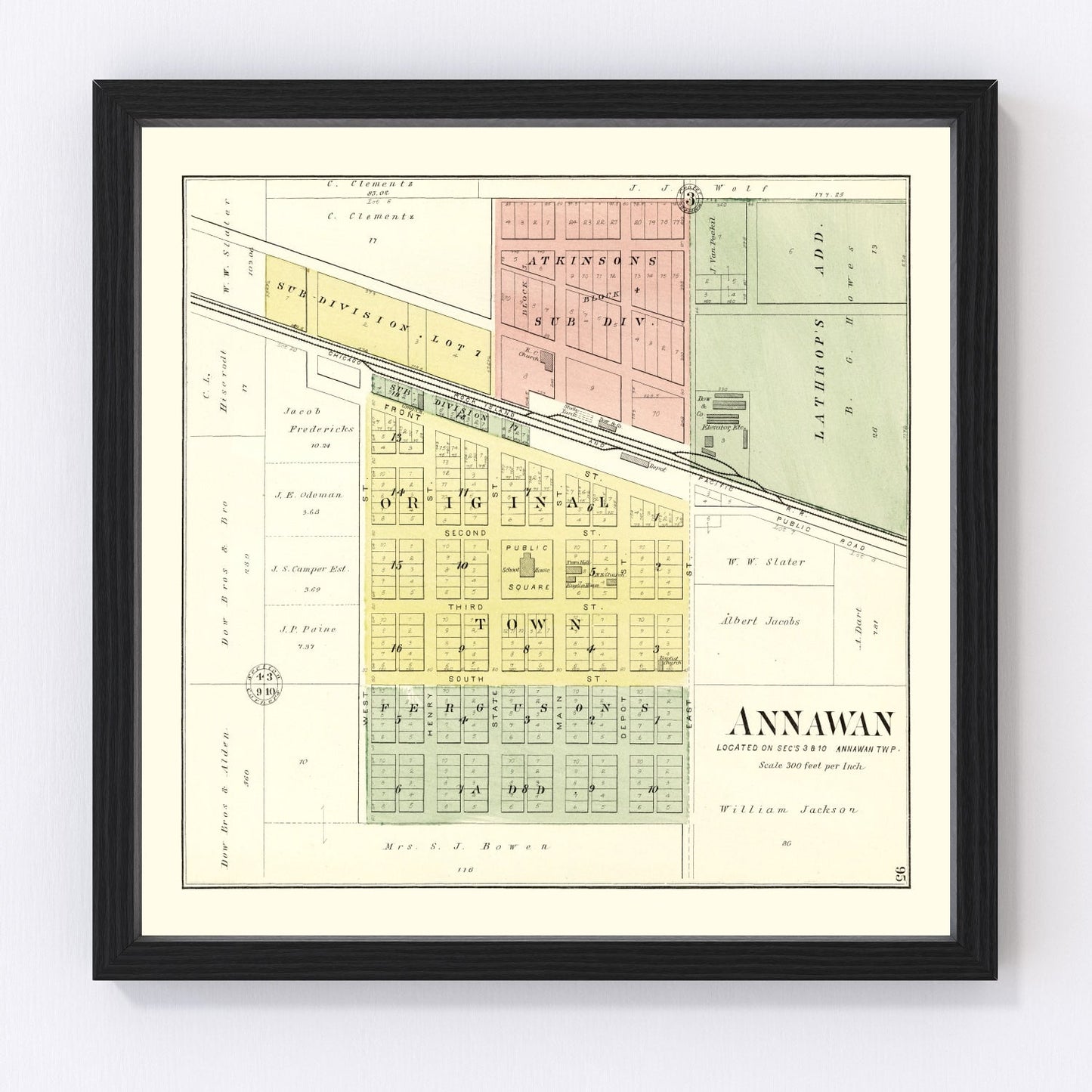 Vintage Map of Annawan, Illinois 1893