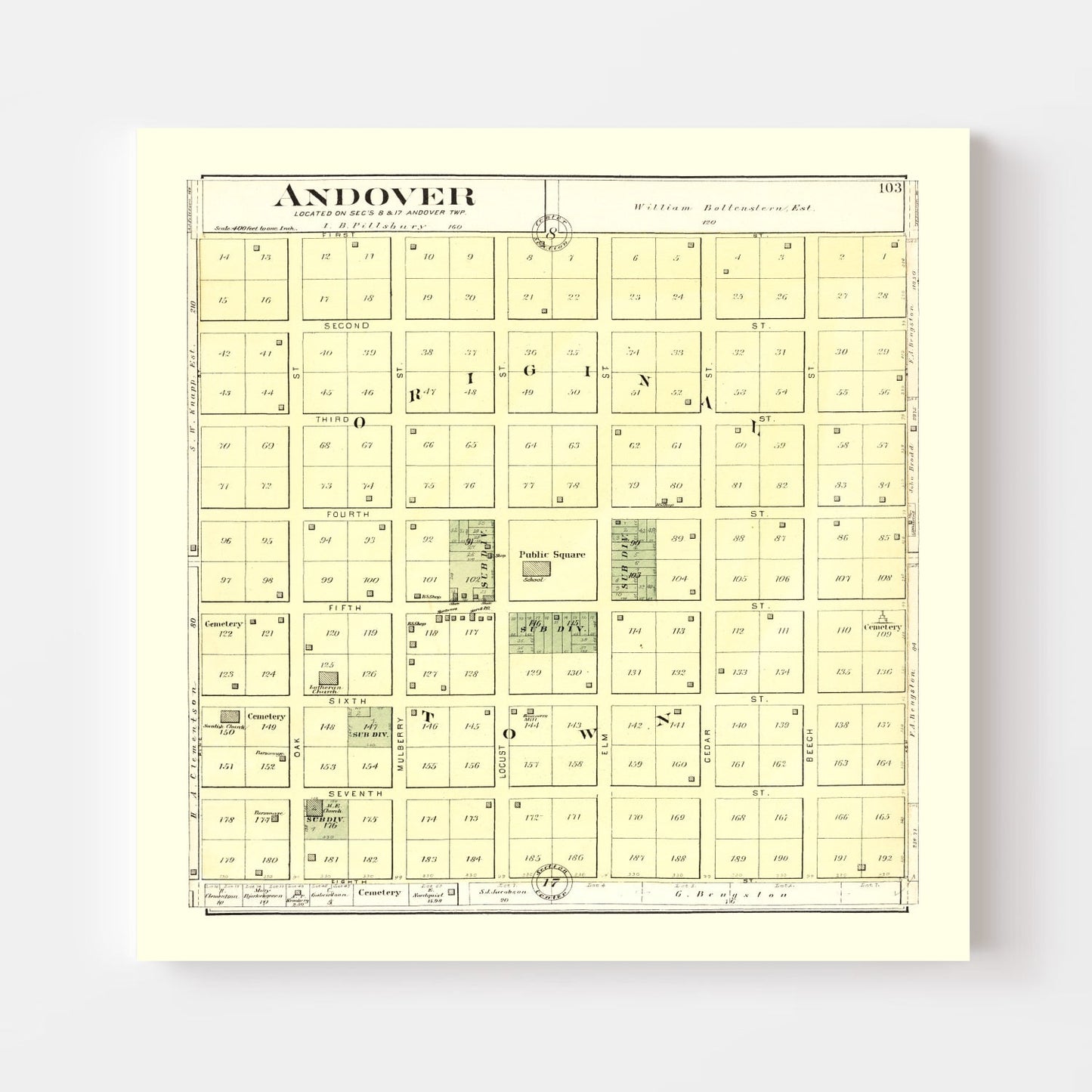 Vintage Map of Andover, Illinois 1893