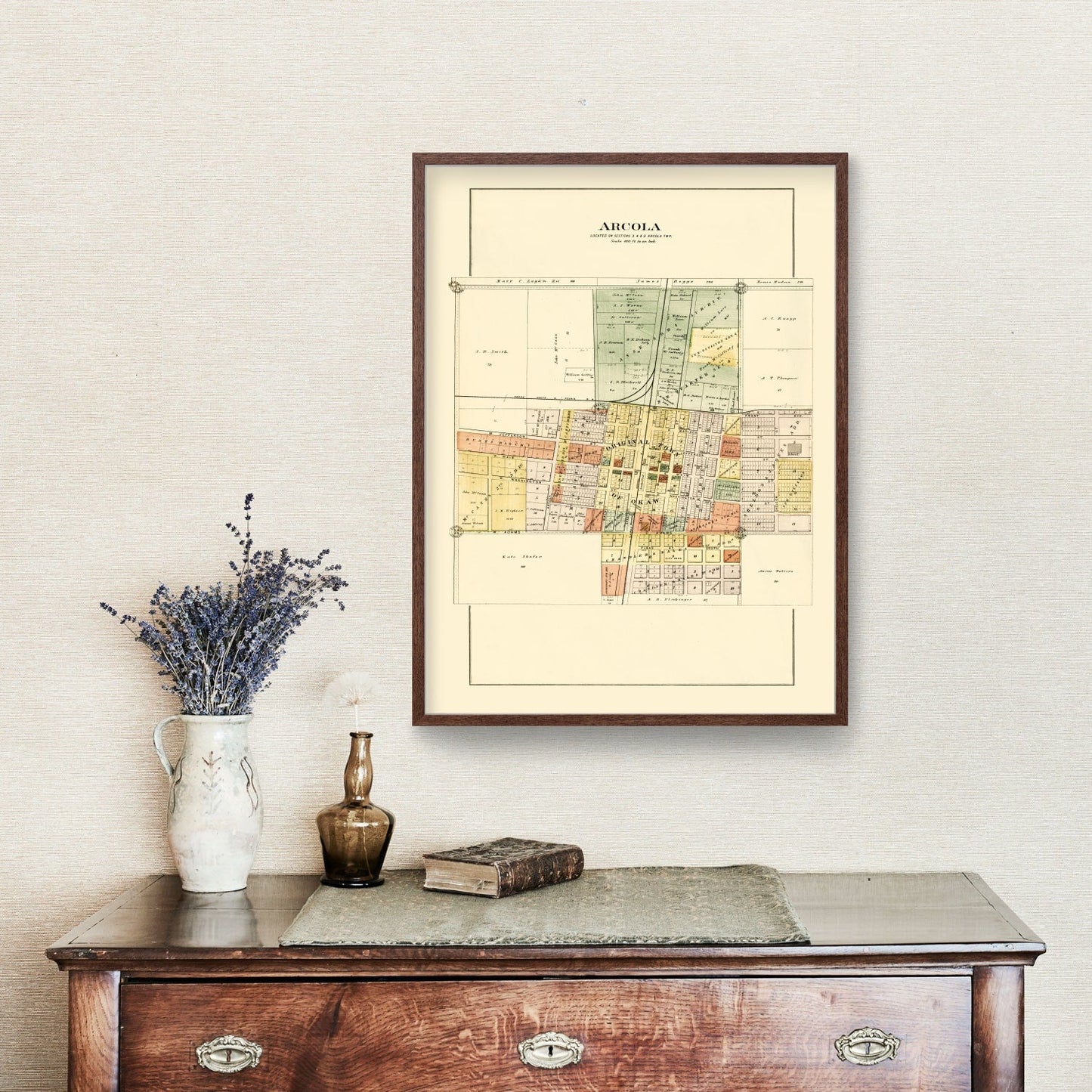 Vintage Map of Arcola, Illinois 1893