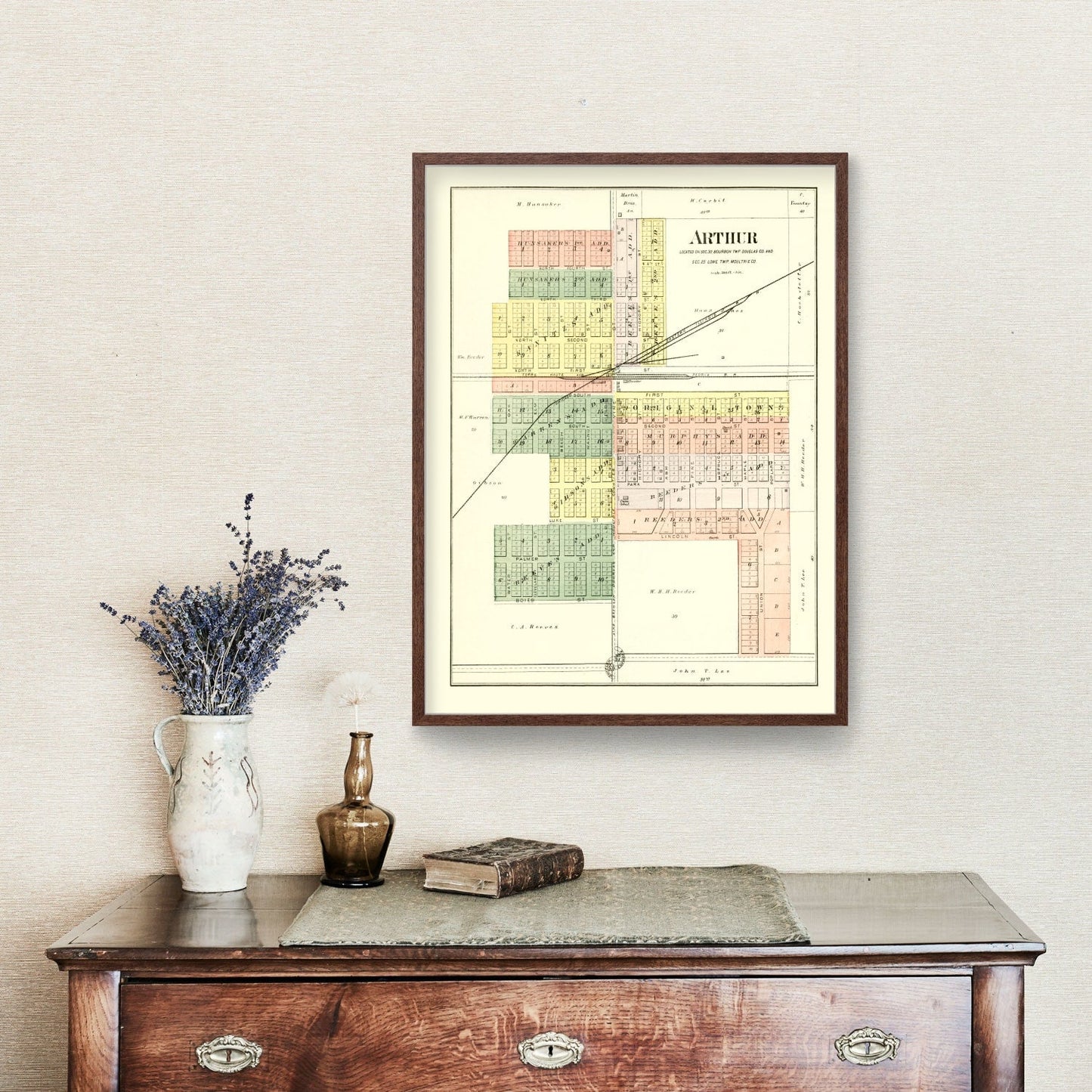 Vintage Map of Arthur, Illinois 1893