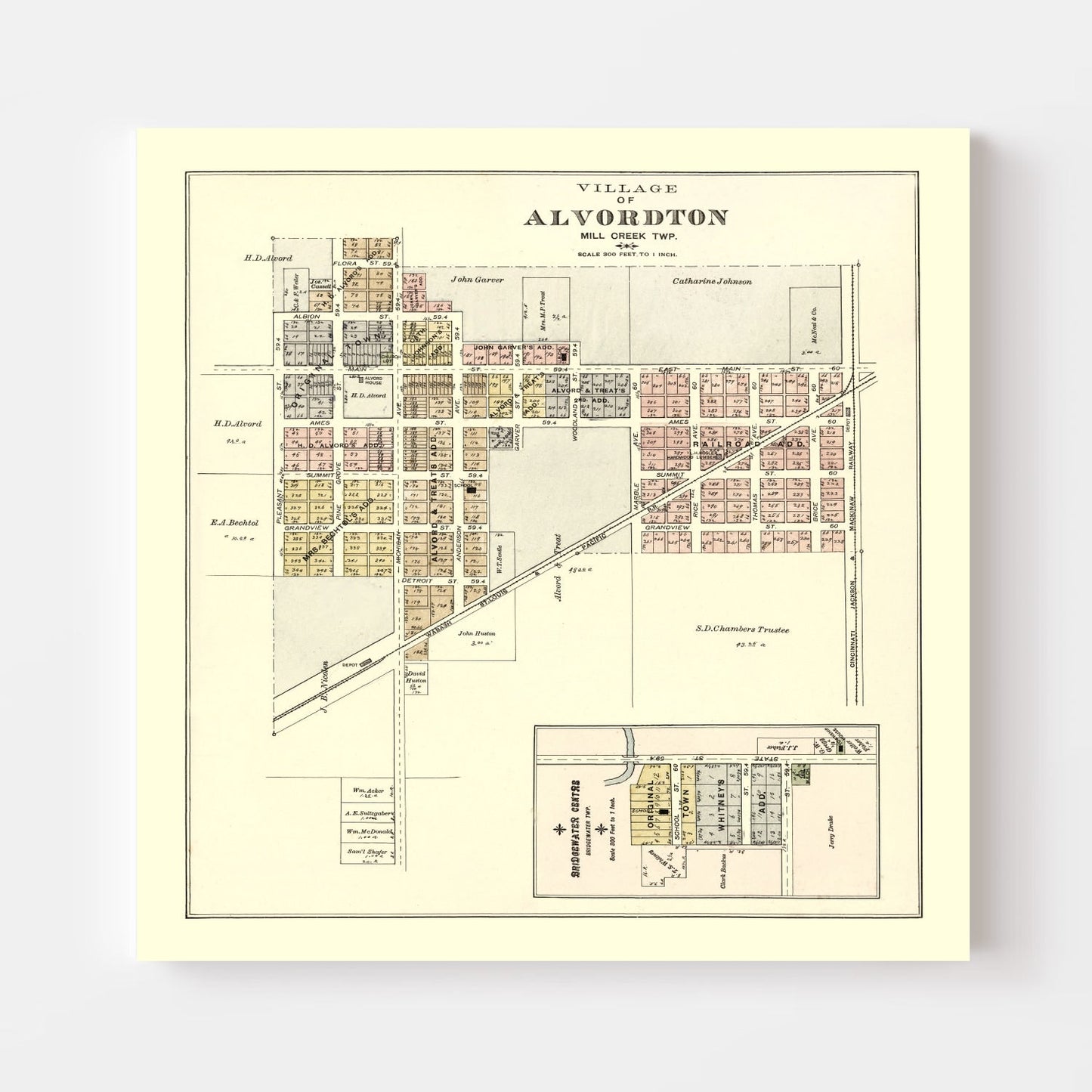 Vintage Map of Alvordton, Ohio 1894