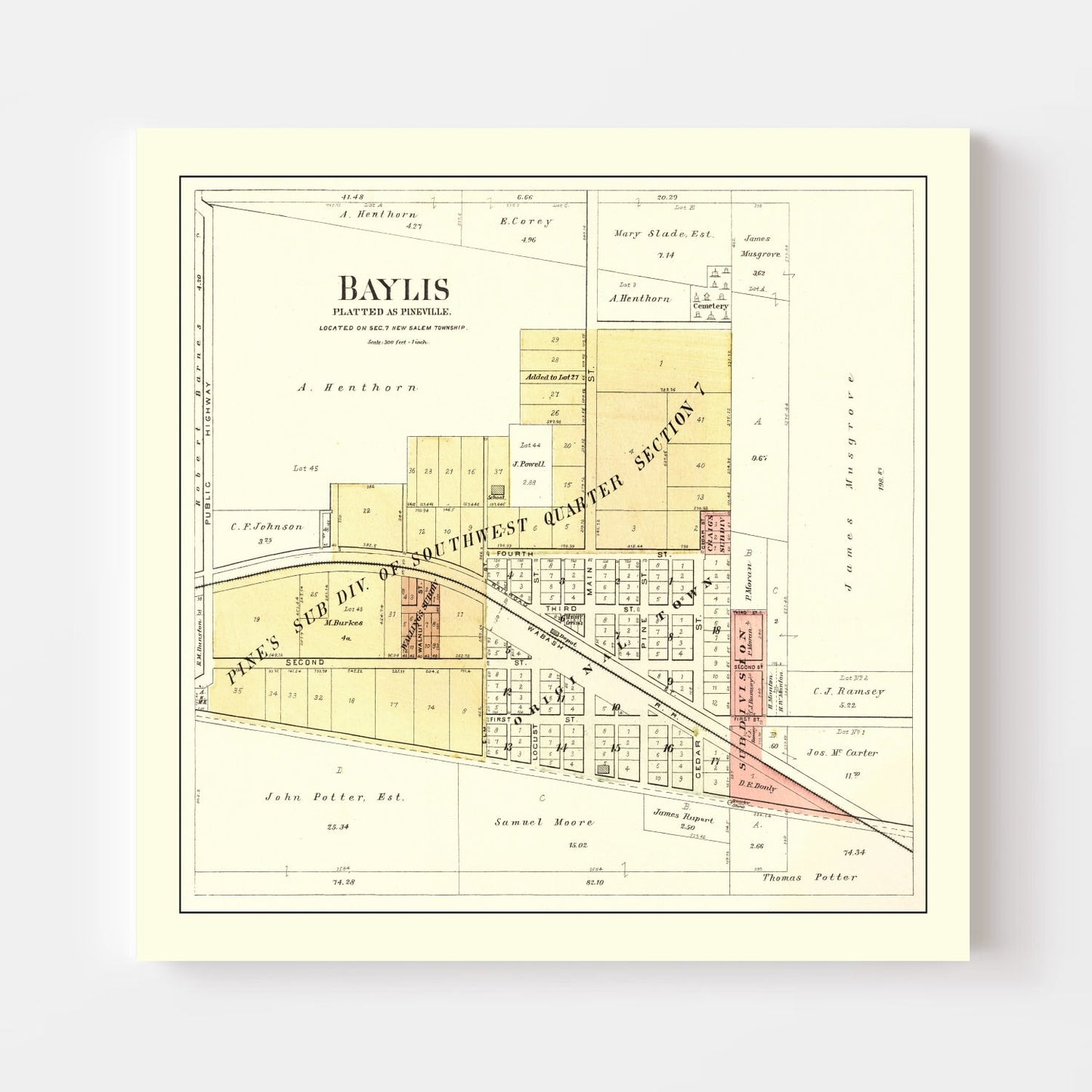 Vintage Map of Baylis, Illinois 1895