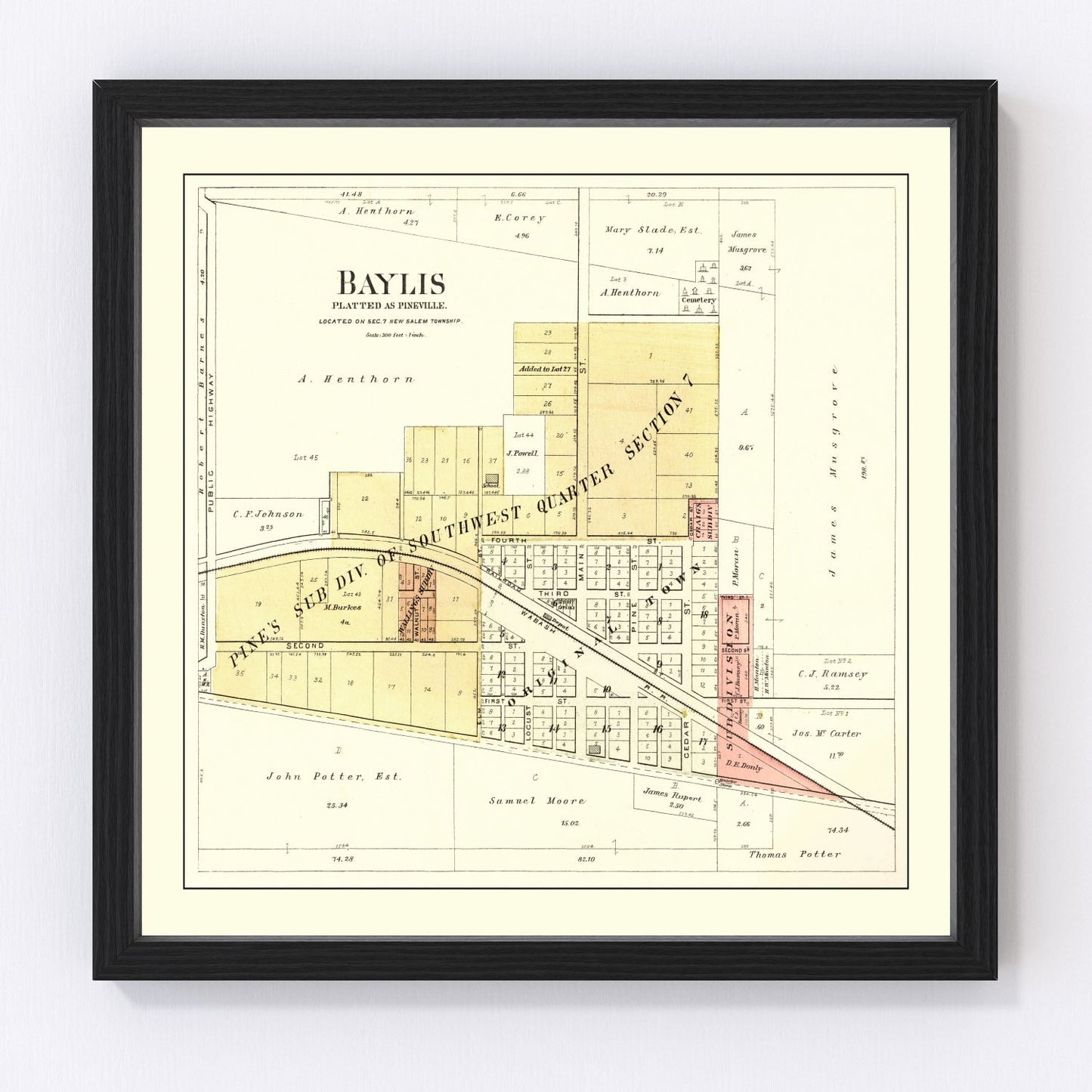 Vintage Map of Baylis, Illinois 1895