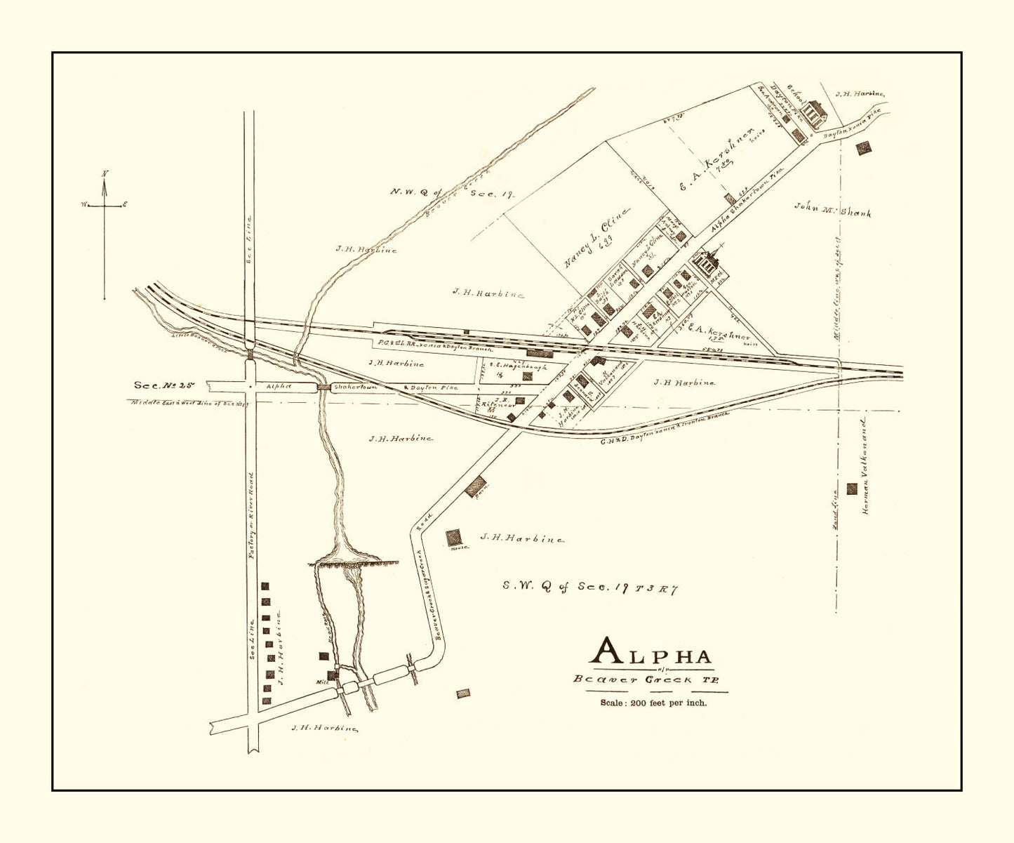 Vintage Map of Alpha, Ohio 1896
