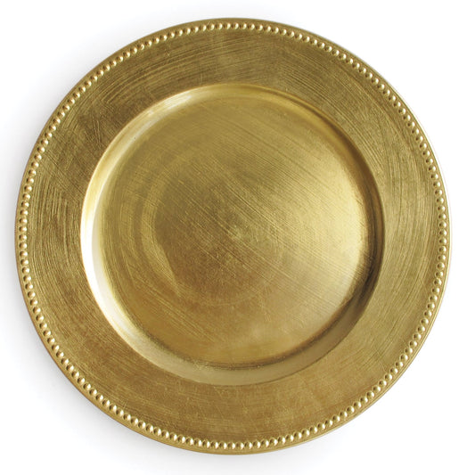 Gold Round Beaded Charger Plate Set, 12 Pieces