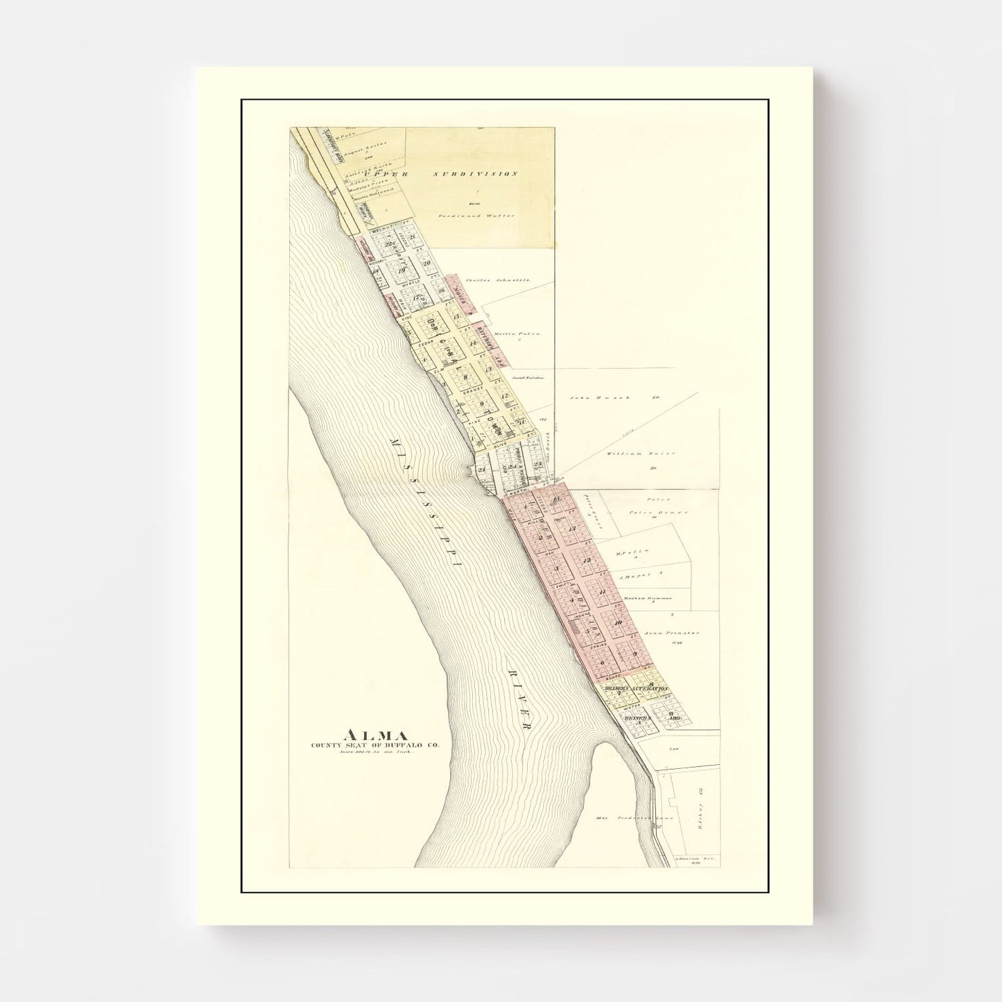 Vintage Map of Alma, Wisconsin 1896