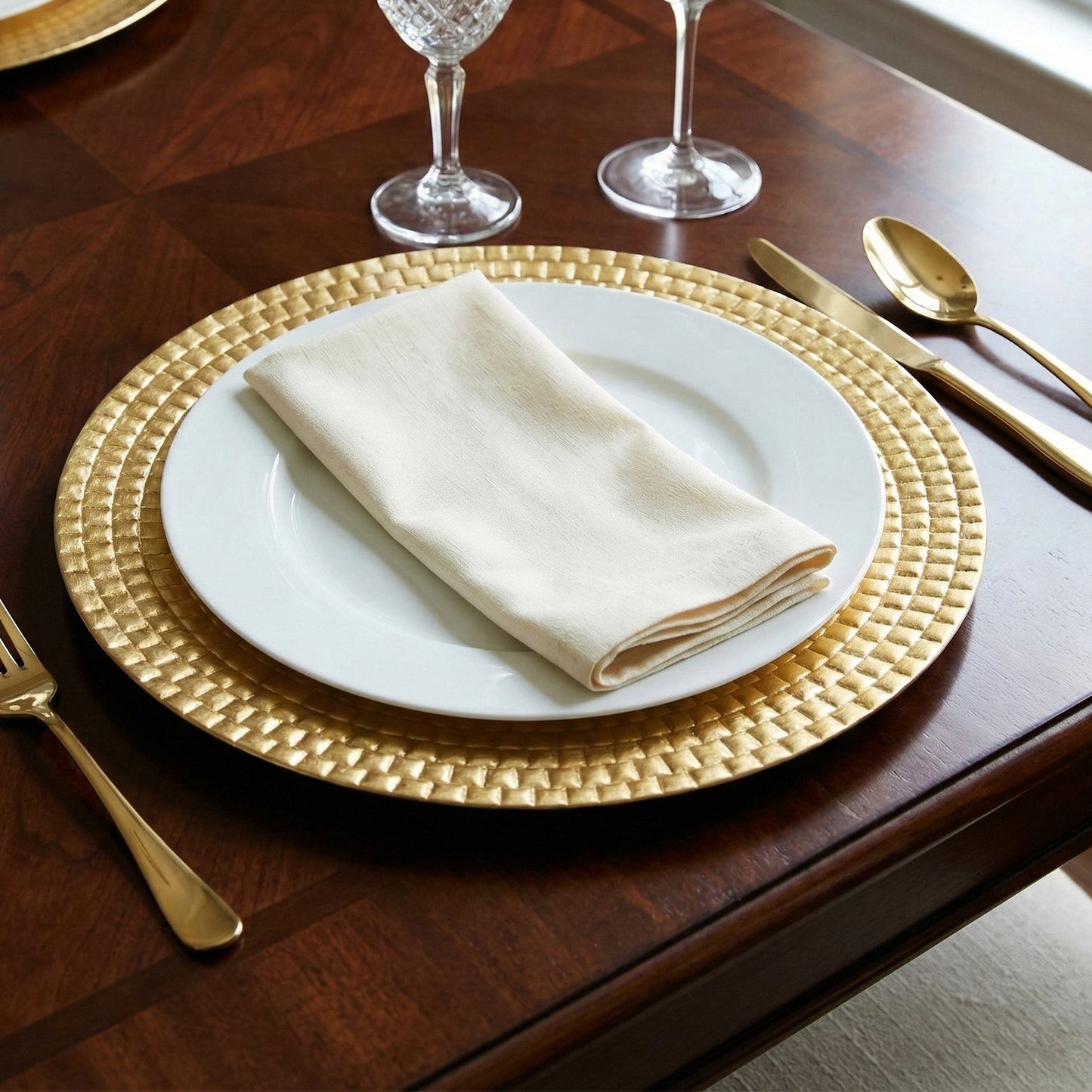 Gold Linear Charger Plate Set, 12 Pieces