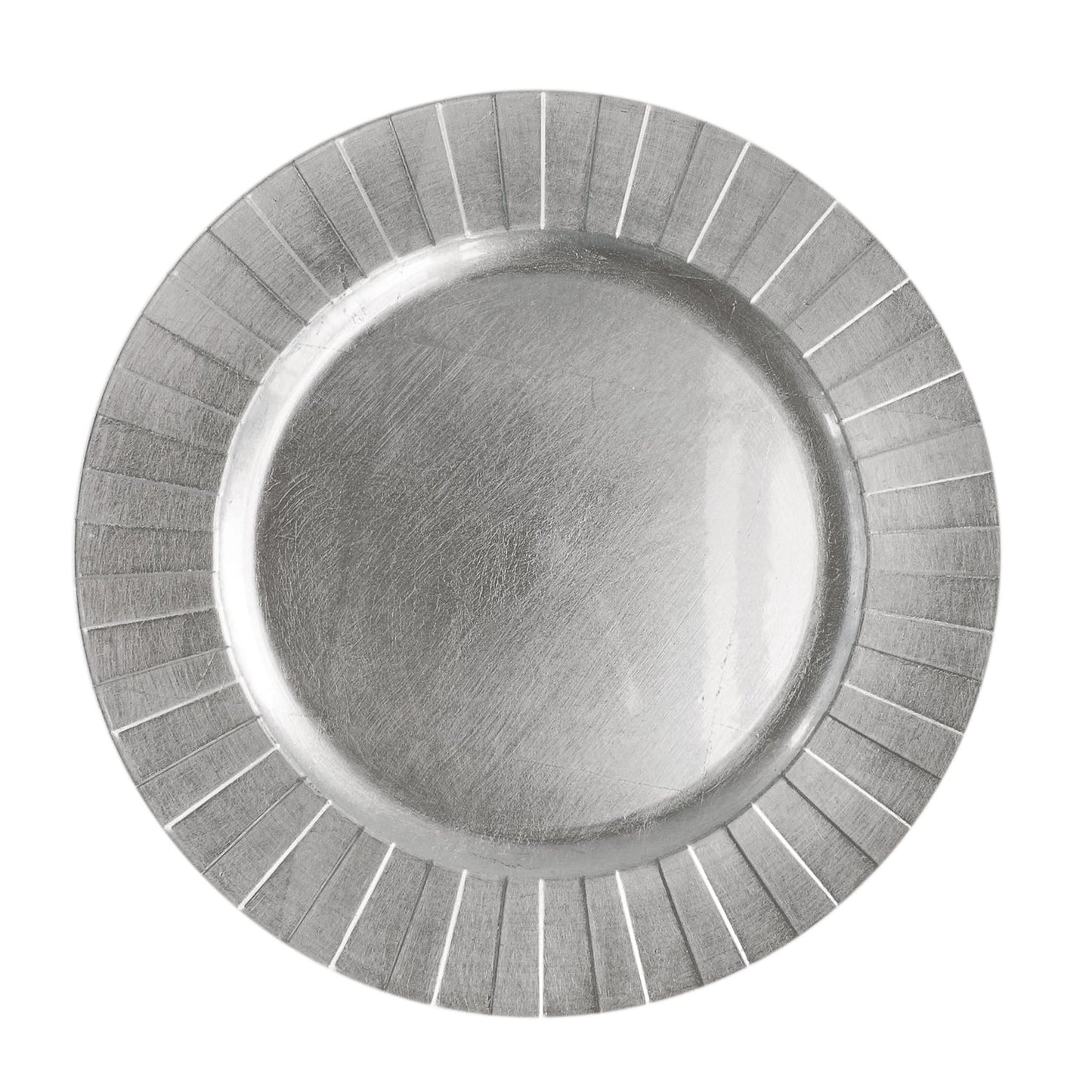 Silver Linear Charger Plate Set, 12 Pieces